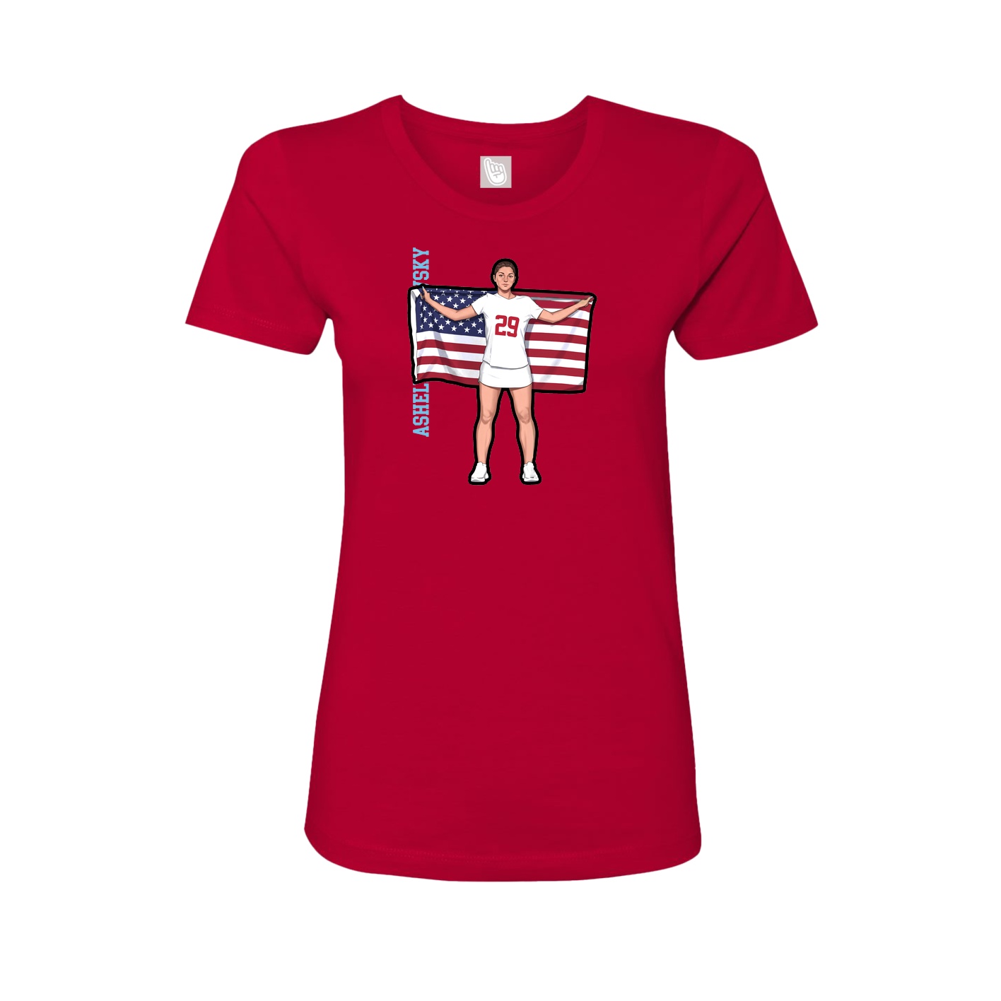 Fitted Women's Tee — Name Vertical in Red
