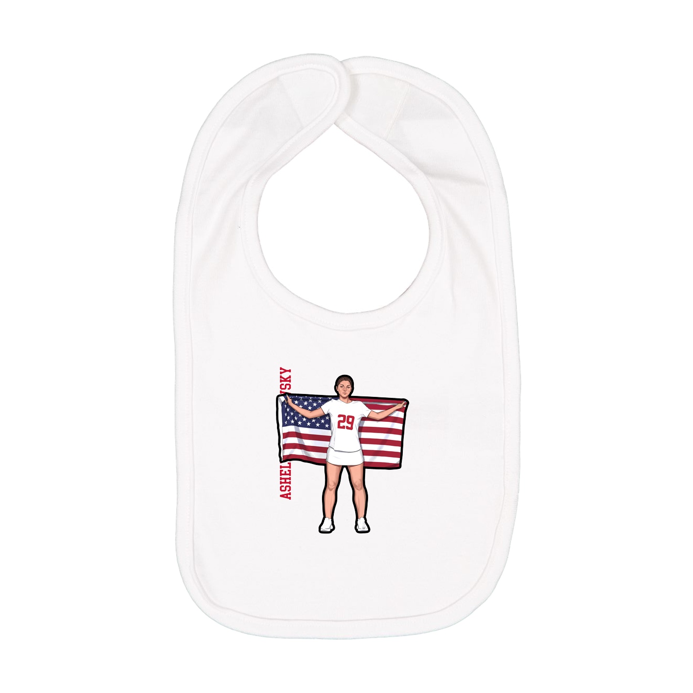 Infant Bib — Name Vertical in White
