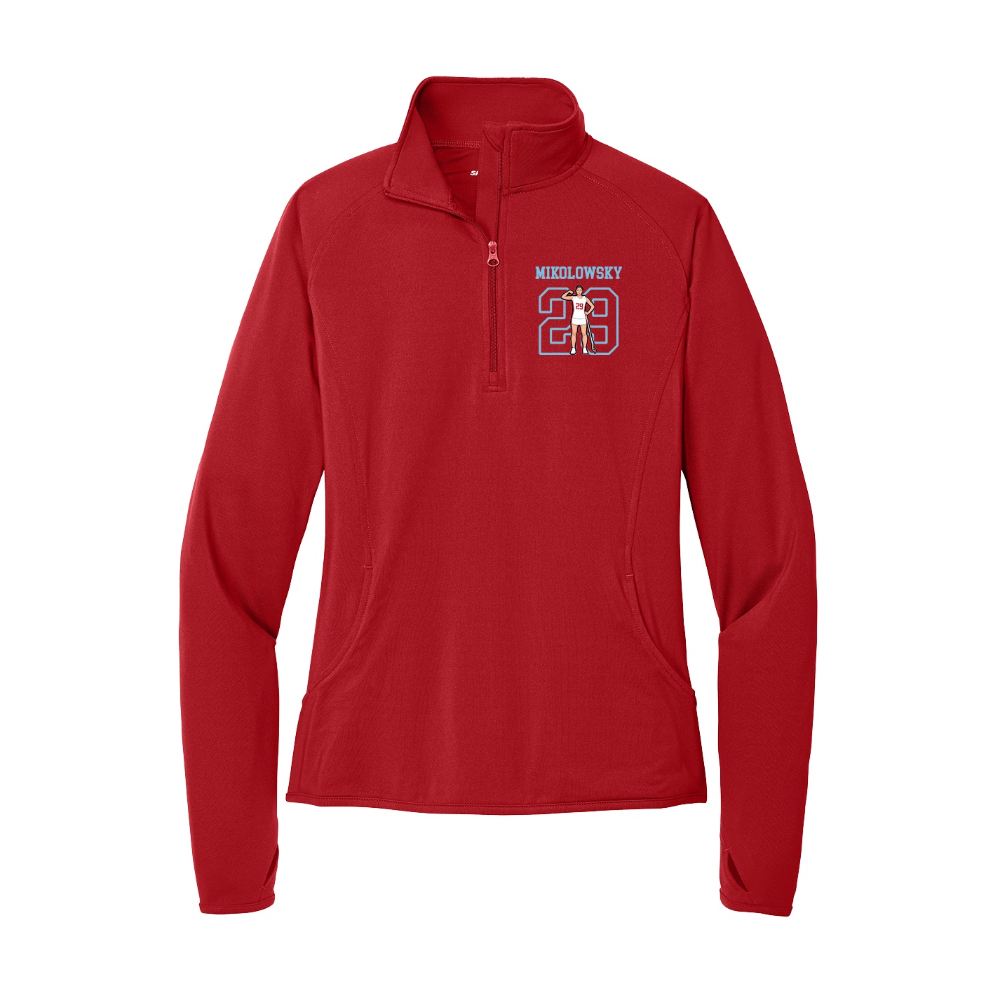 Women's Q-Zip Pullover — Shirsey in Red