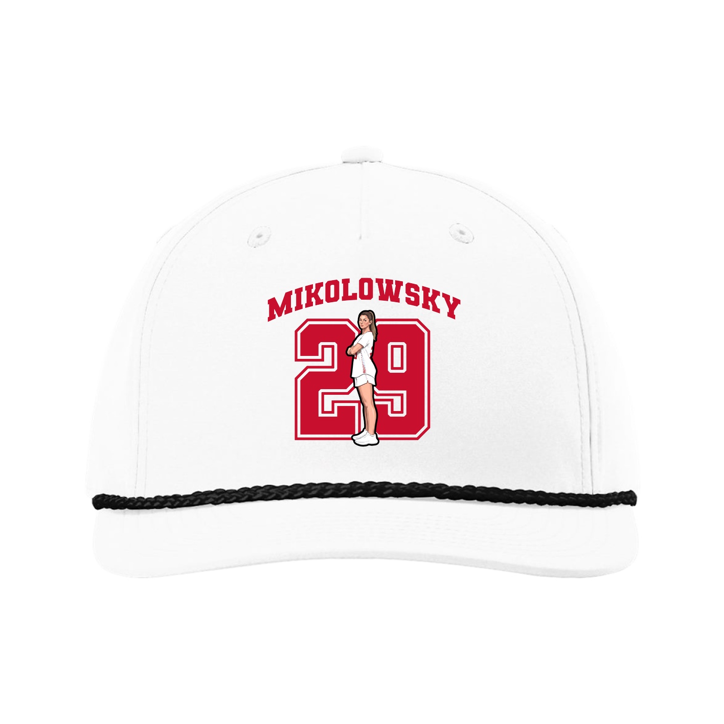 Five-Panel Classic Rope Cap — Number in White