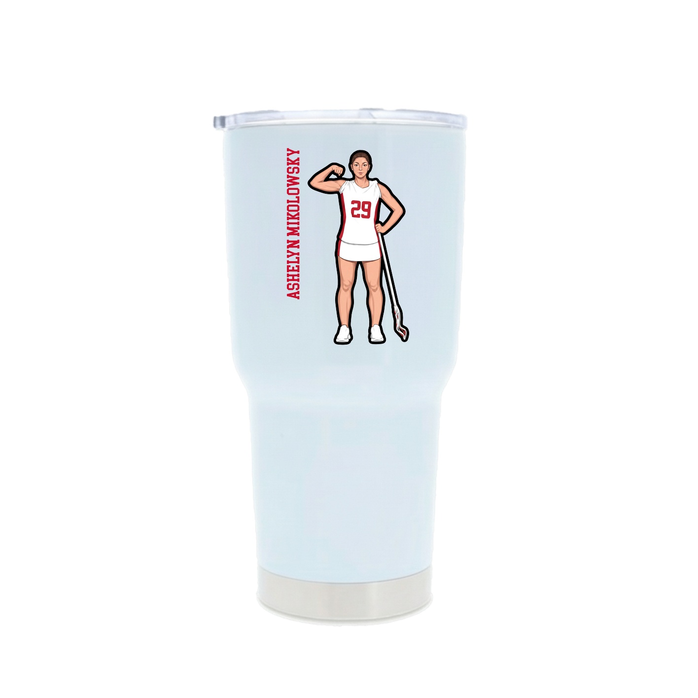 30oz Stainless Steel Tumbler — Name Vertical in White