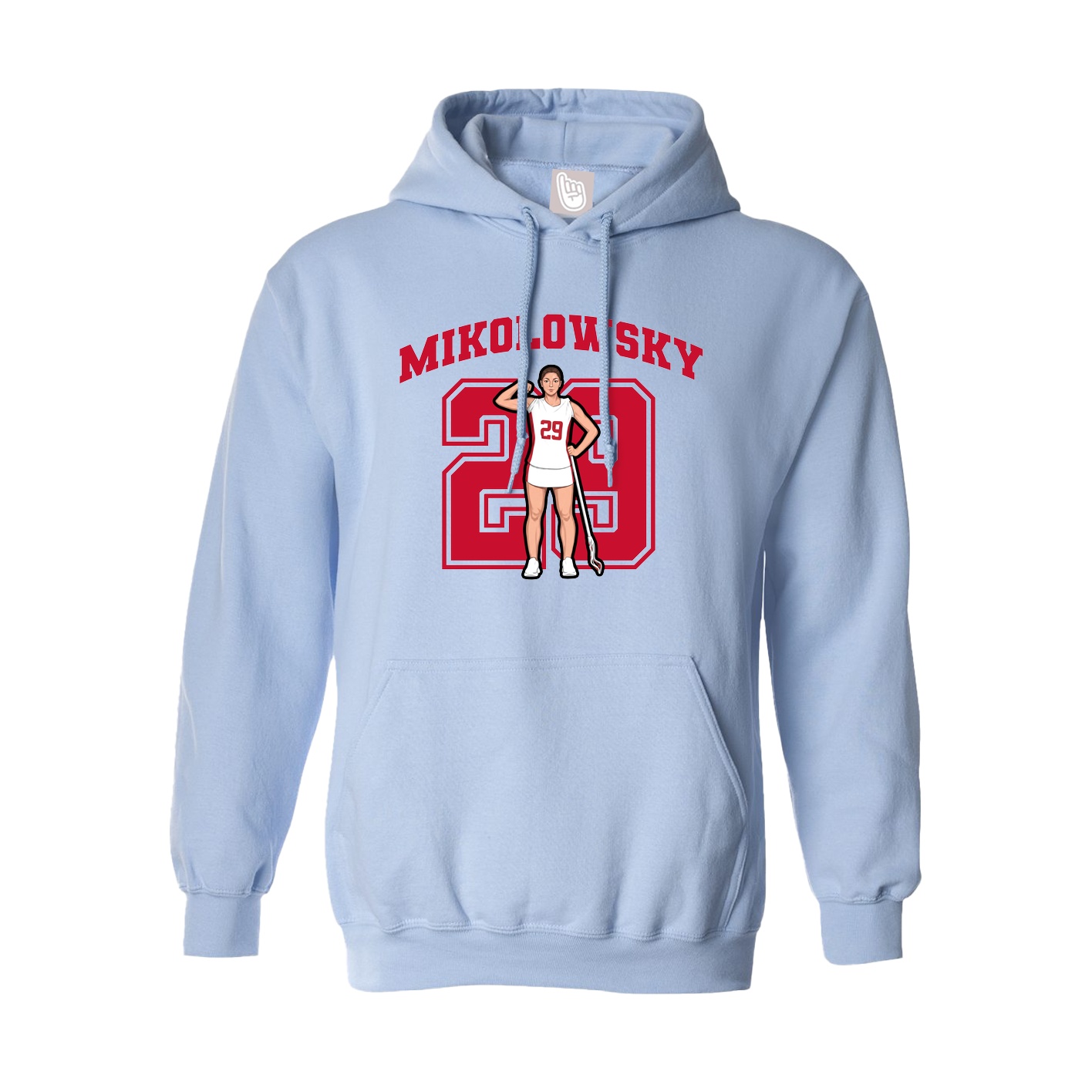 Hoodie — Number in Light Blue