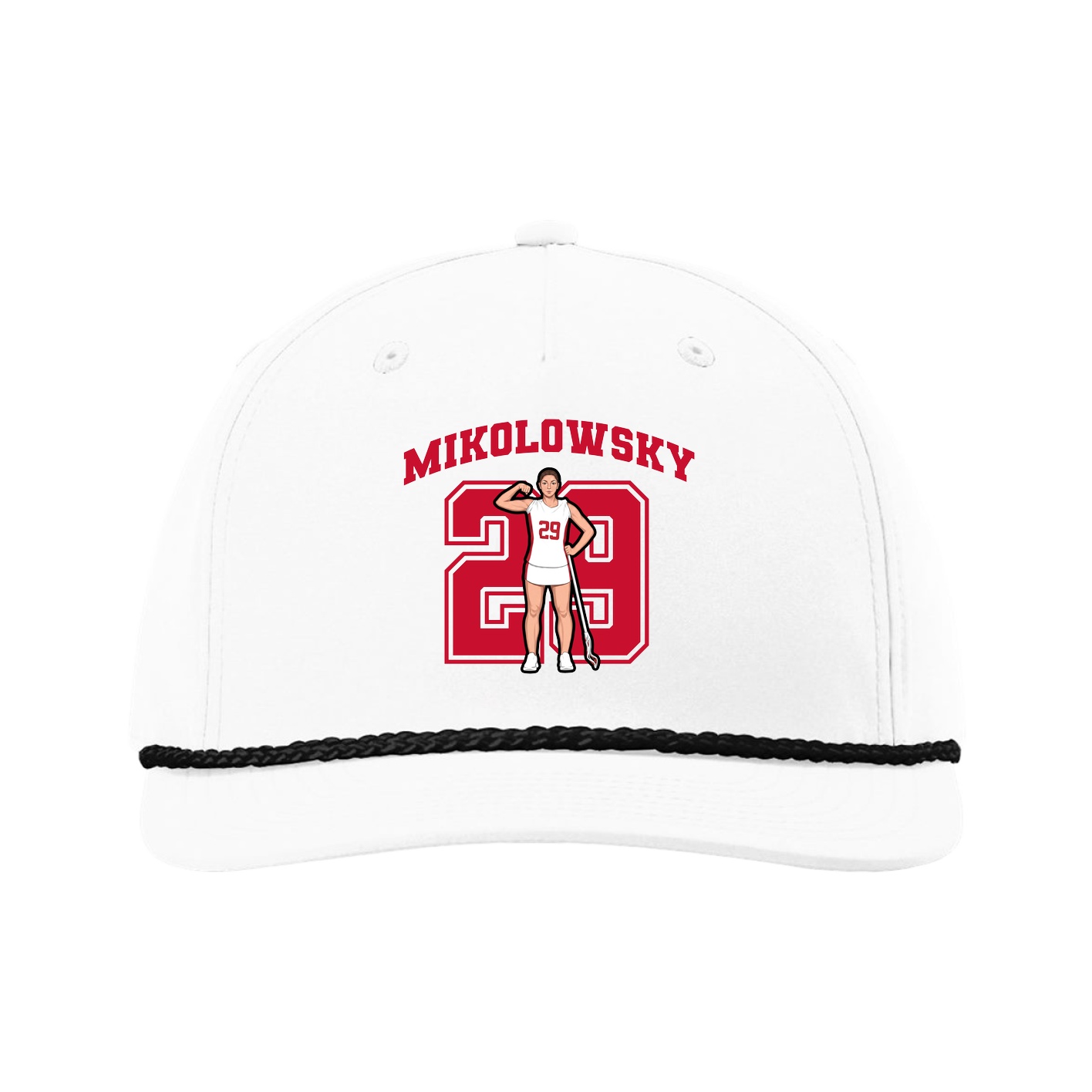 Five-Panel Classic Rope Cap — Number in White