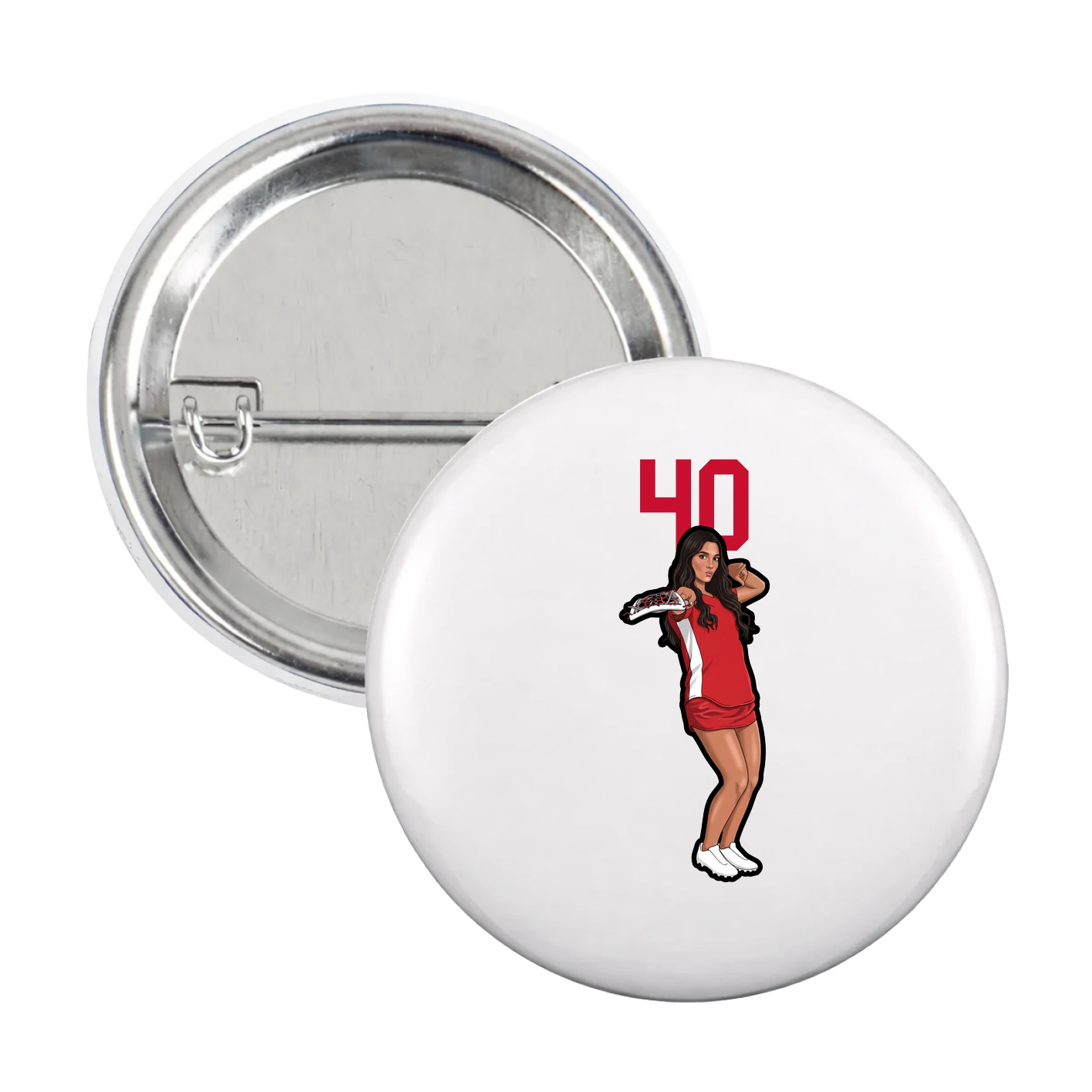 Game Day Button — Number Top in White