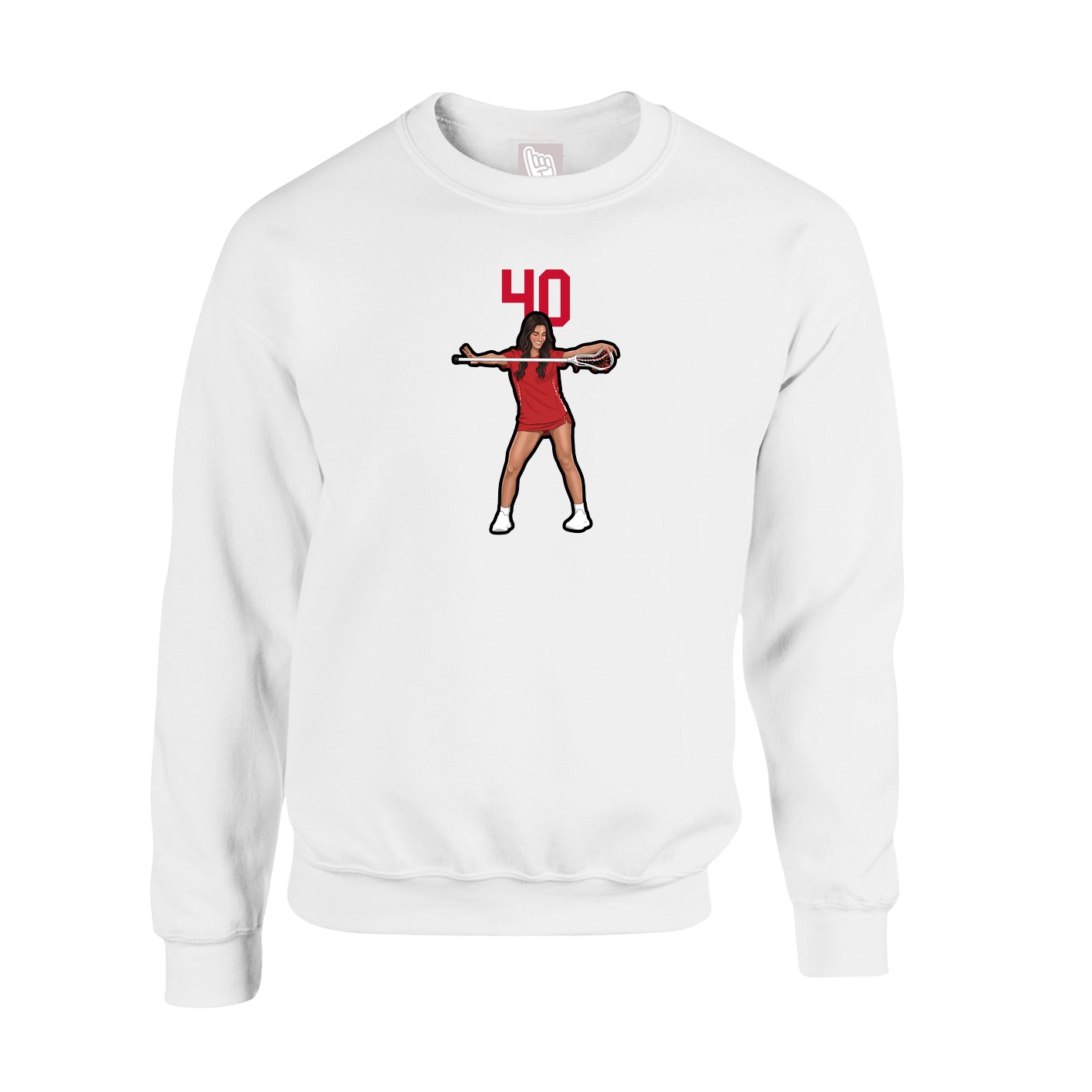 Fleece Crew — Number Top in White