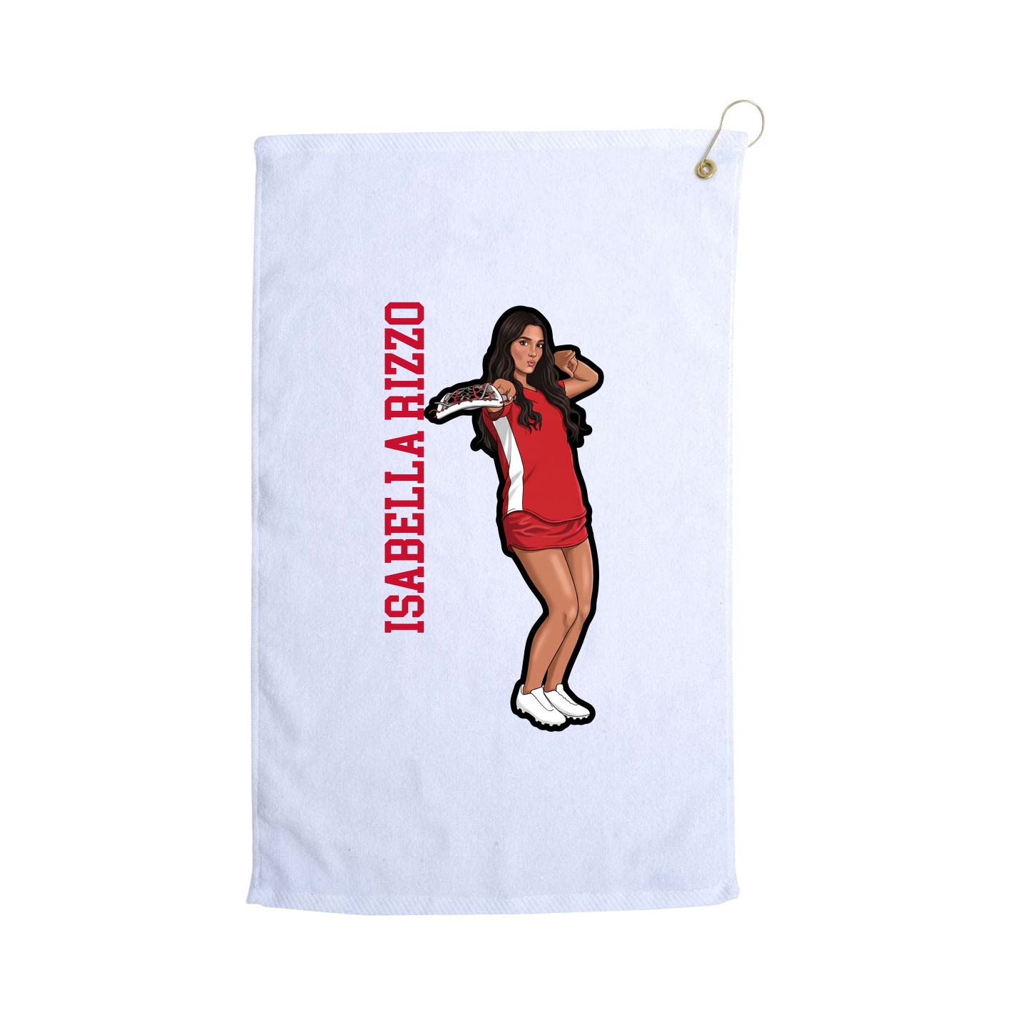 Golf Towel — Name Vertical in White
