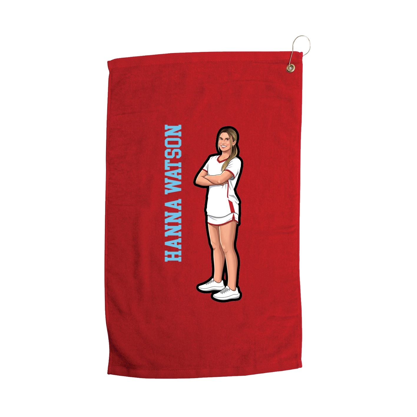 Golf Towel — Name Vertical in Red