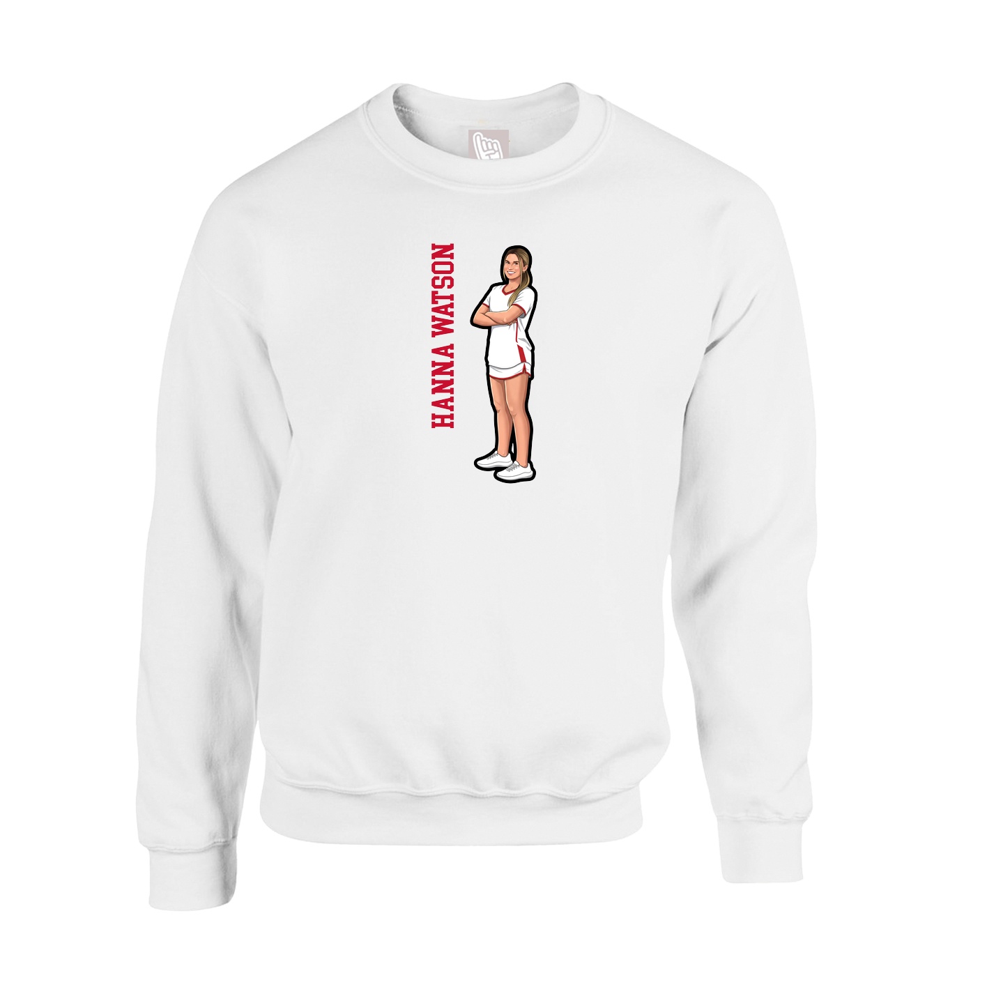 Fleece Crew — Name Vertical in White