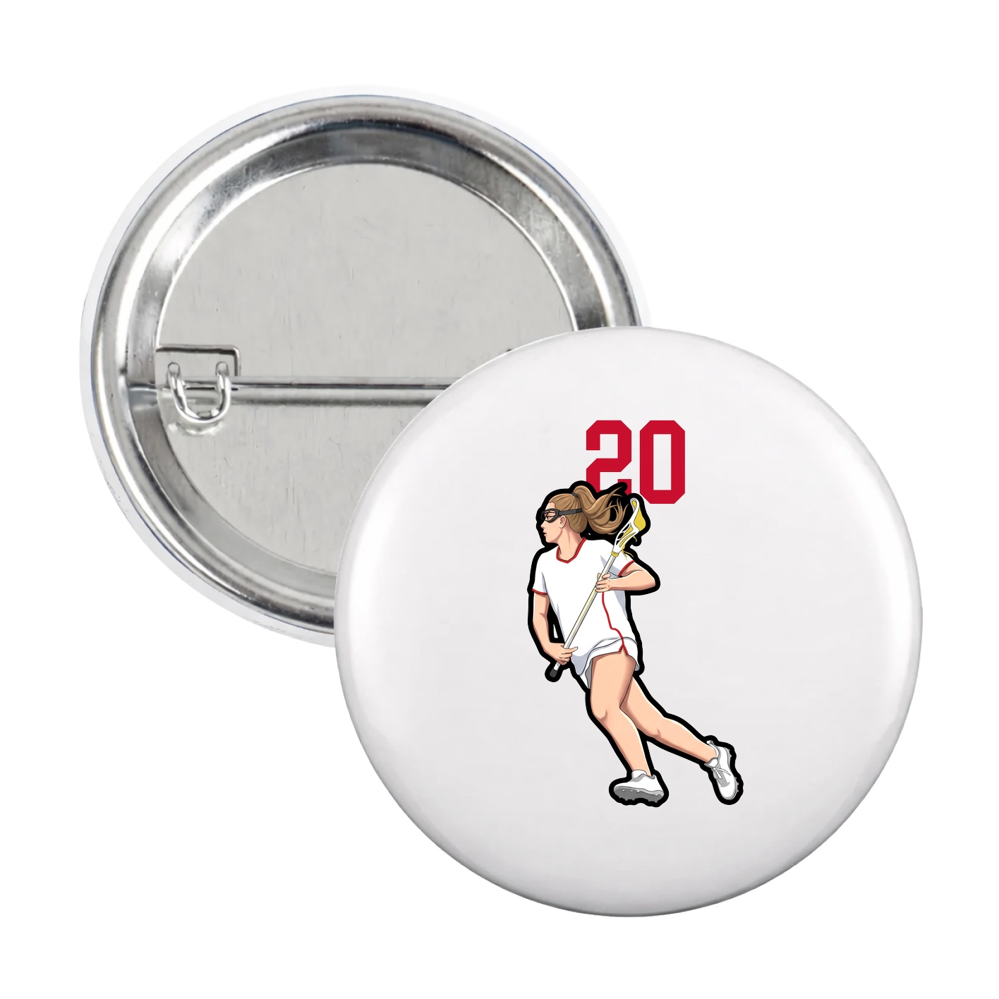 Game Day Button — Number Top in White