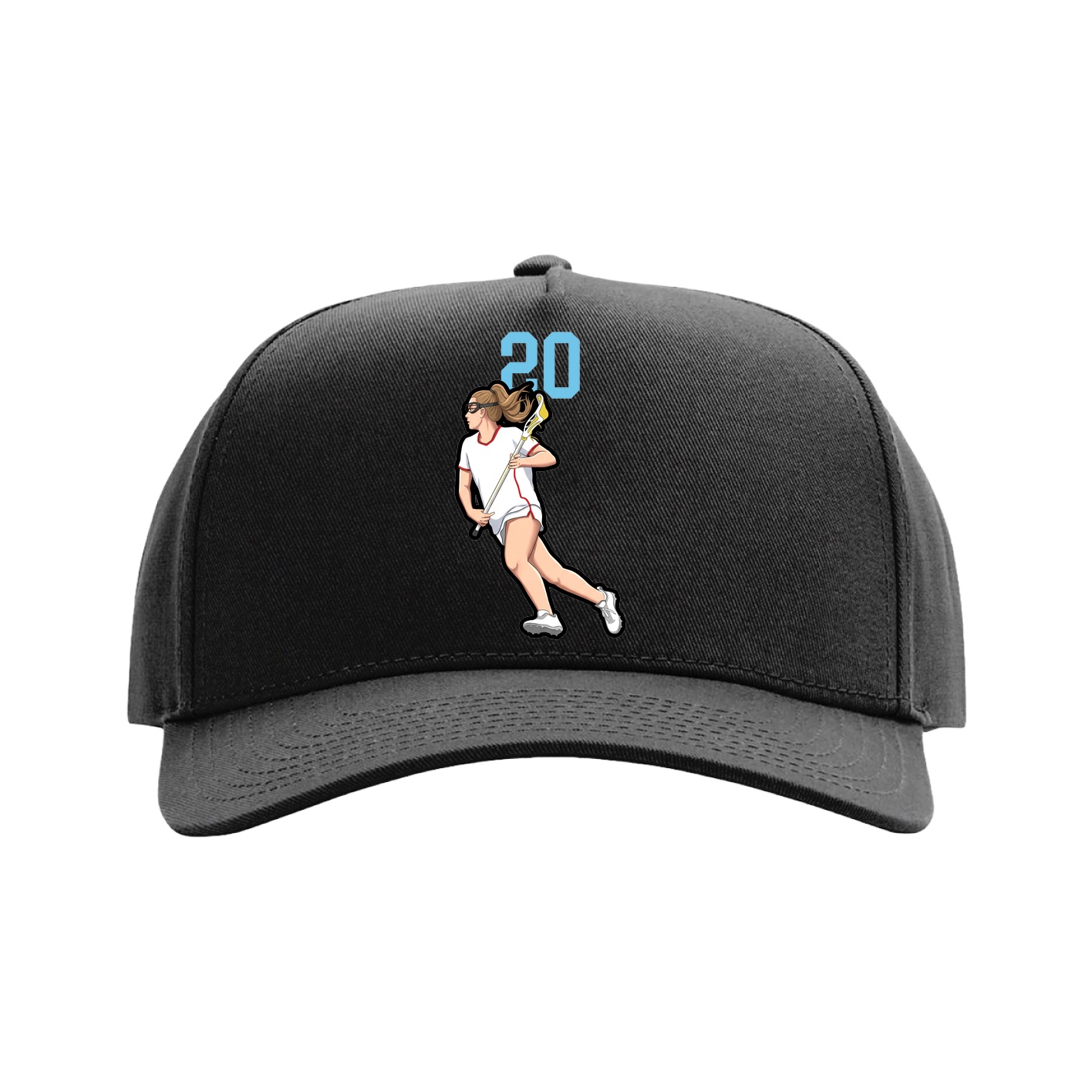 Full Fabric Five-Panel Champ Cap — Number Top in Black