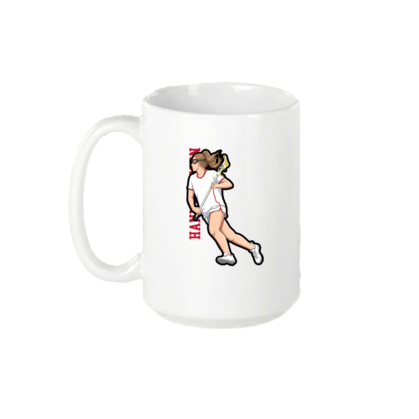 15oz Coffee Mug — Name Vertical in White