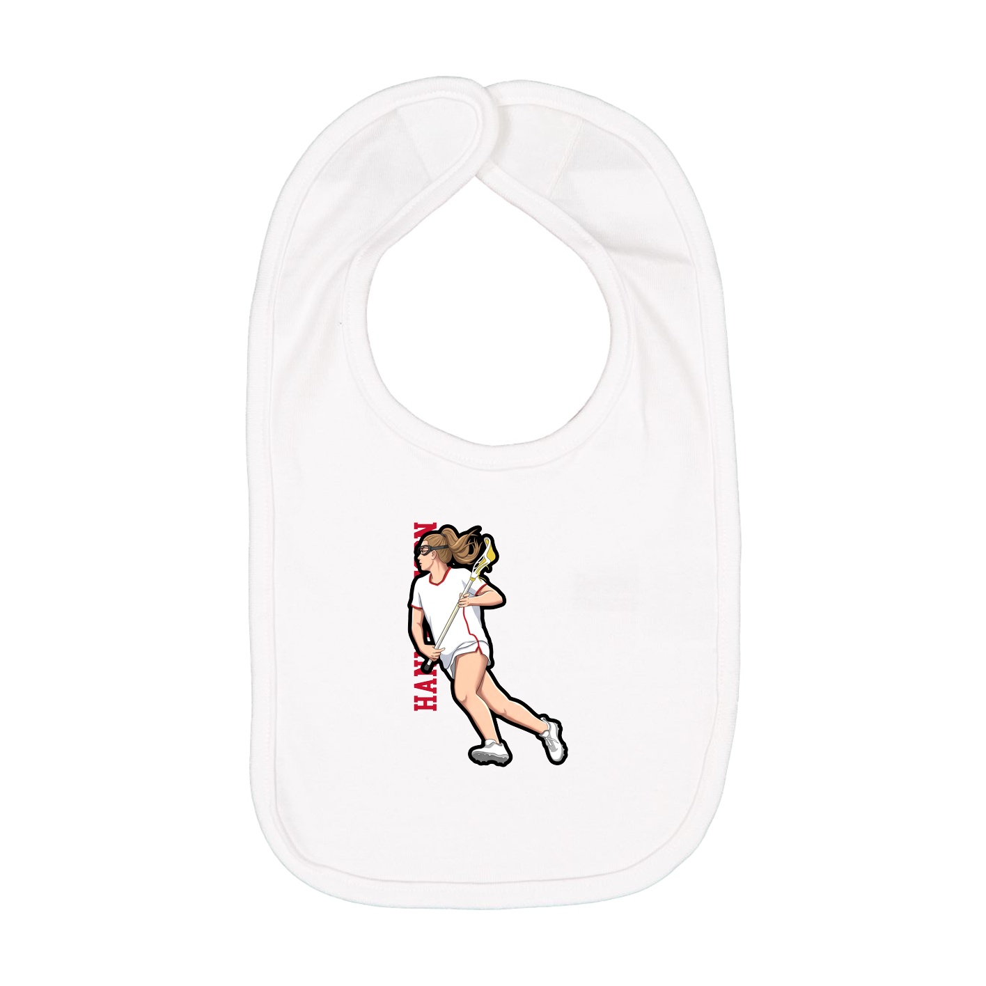 Infant Bib — Name Vertical in White