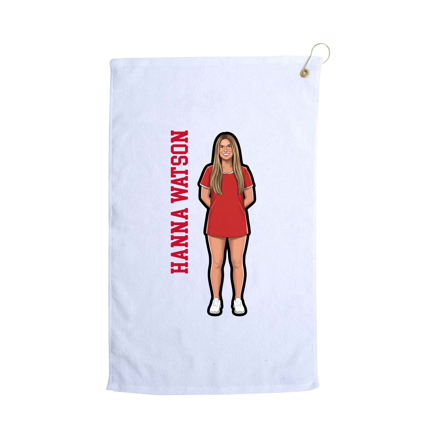 Golf Towel — Name Vertical in White