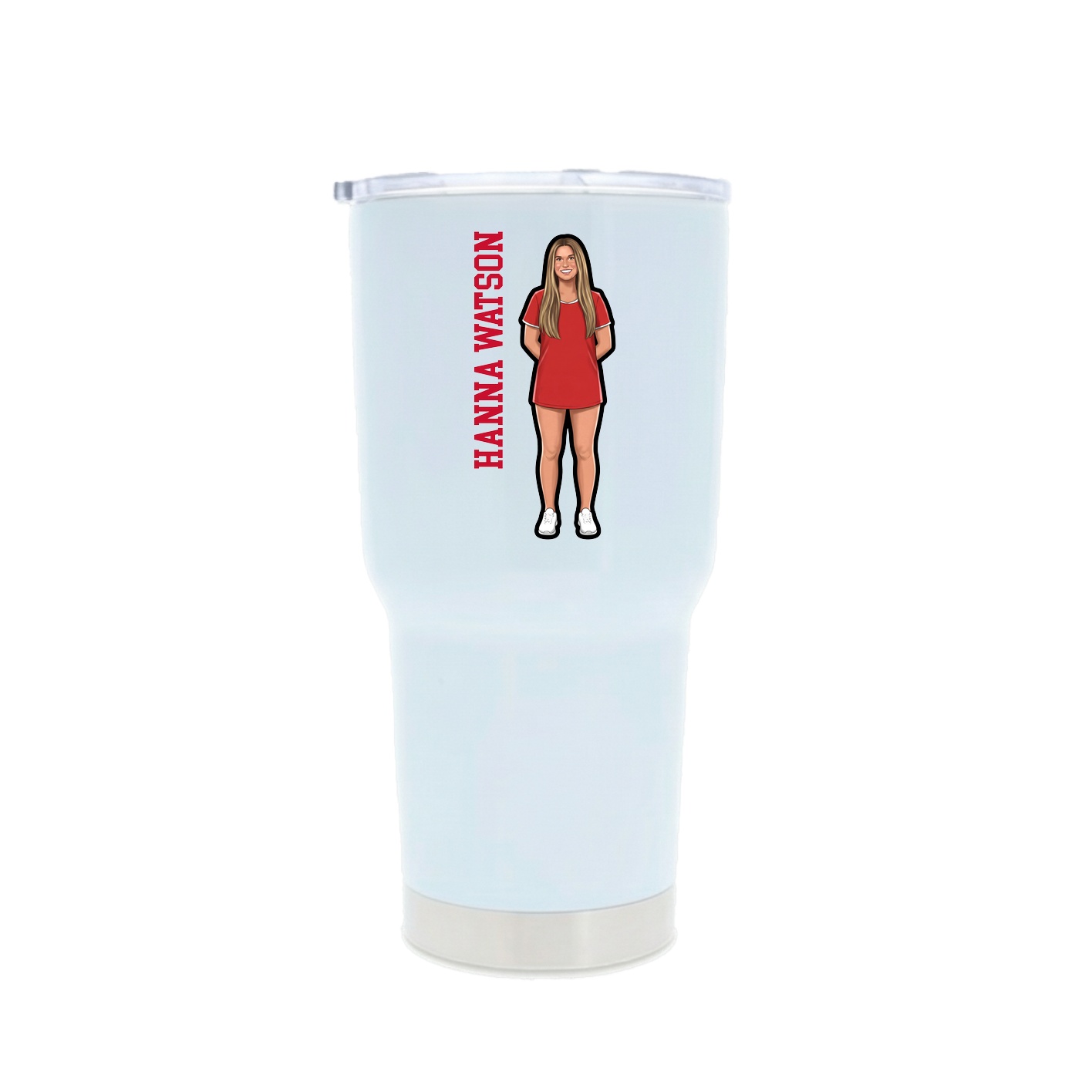 30oz Stainless Steel Tumbler — Name Vertical in White