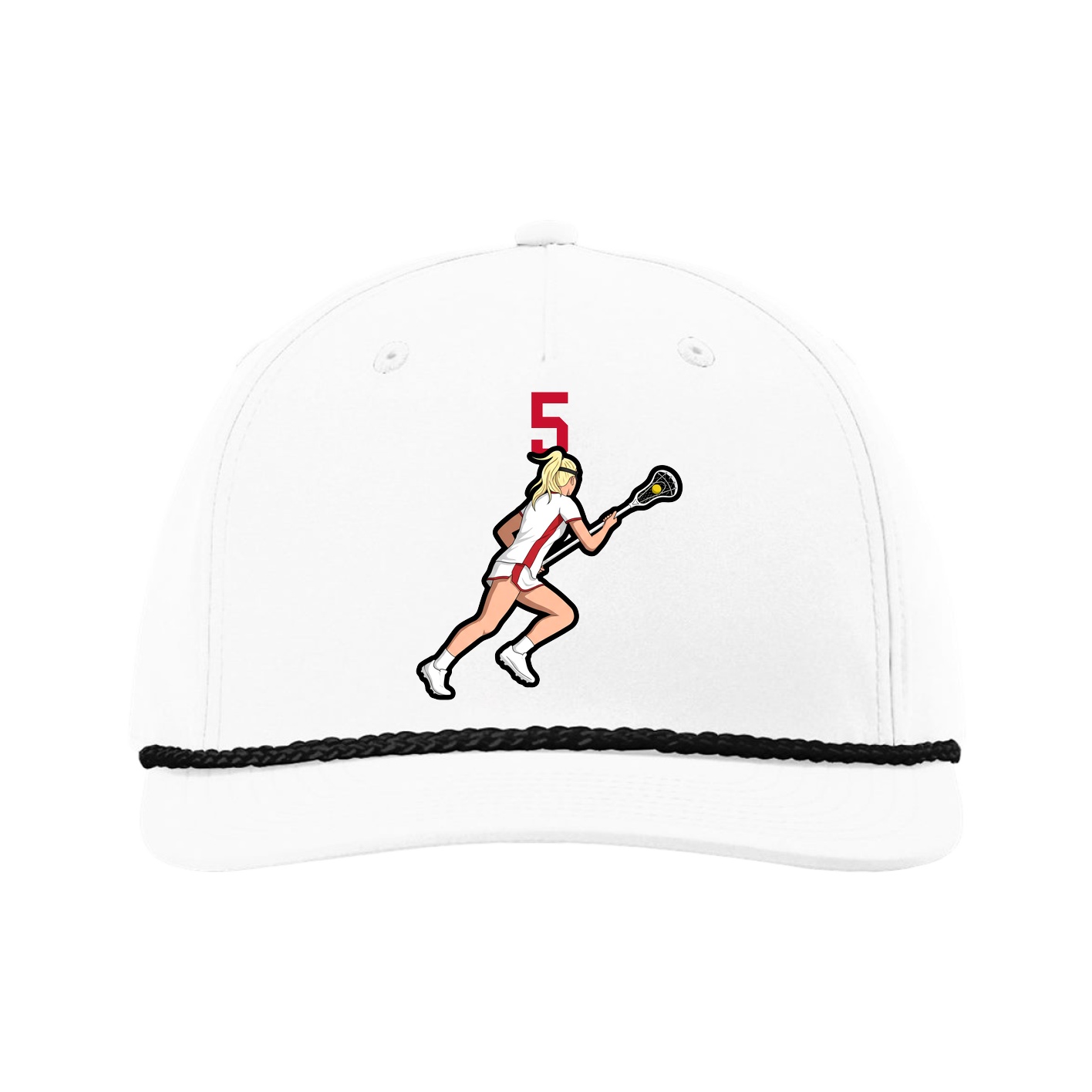 Five-Panel Classic Rope Cap — Number Top in White