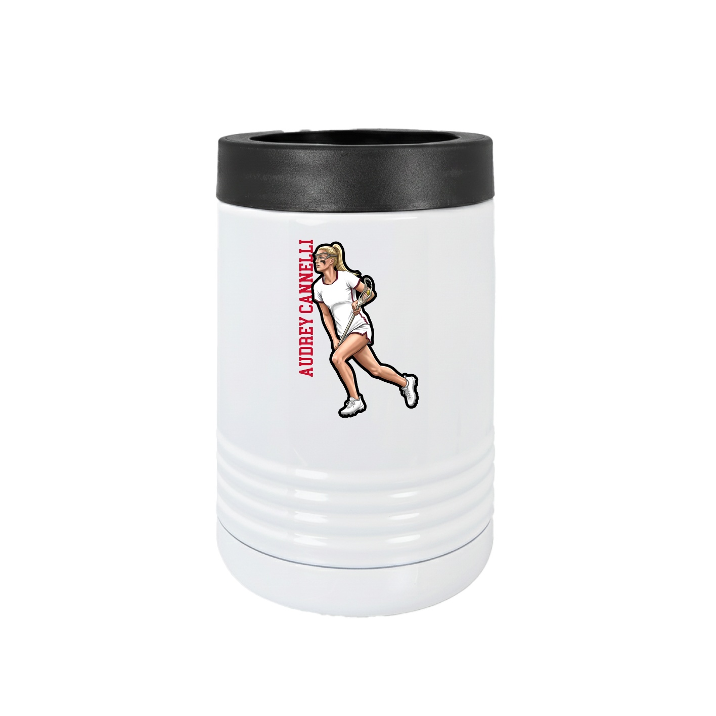 Beverage Holder — Name Vertical in White