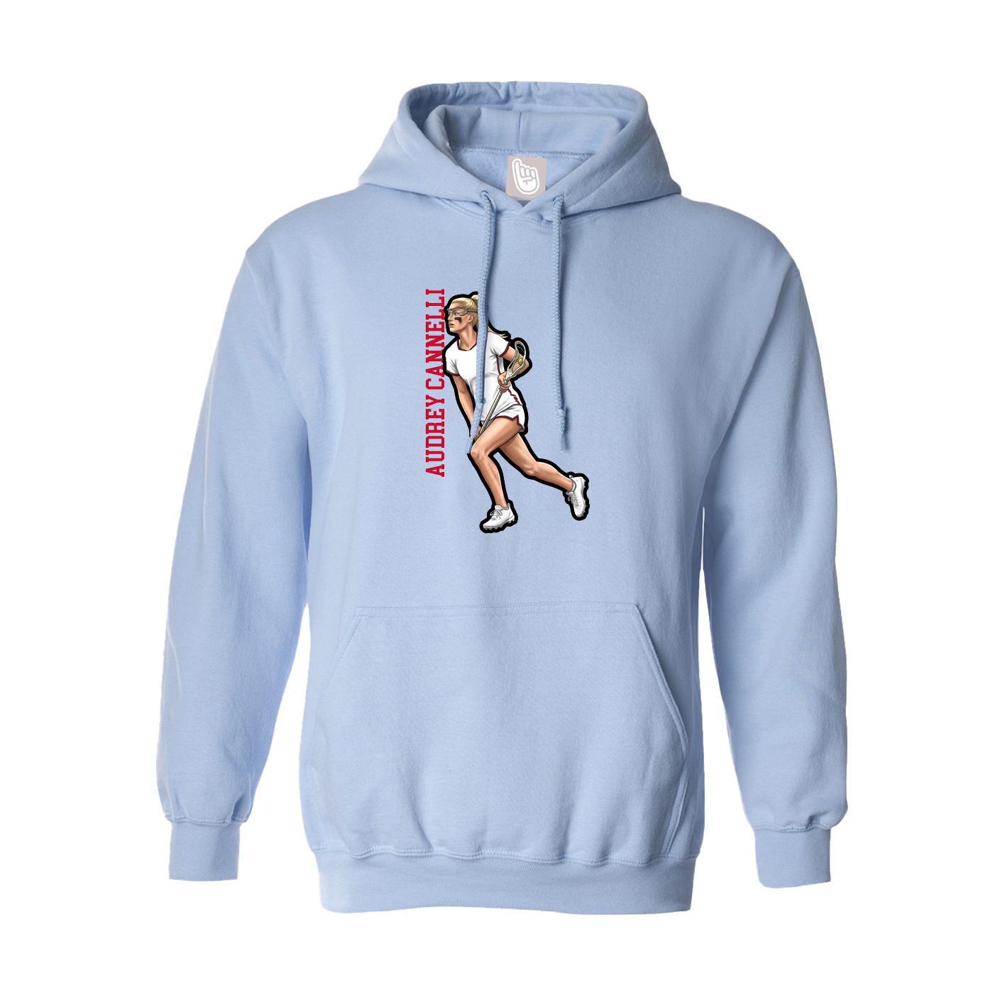 Hoodie — Name Vertical in Light Blue