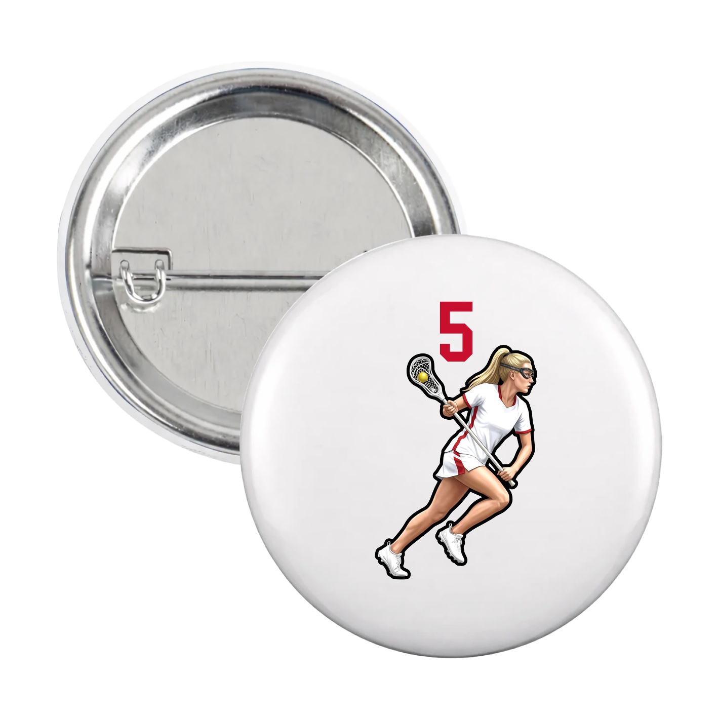 Game Day Button — Number Top in White