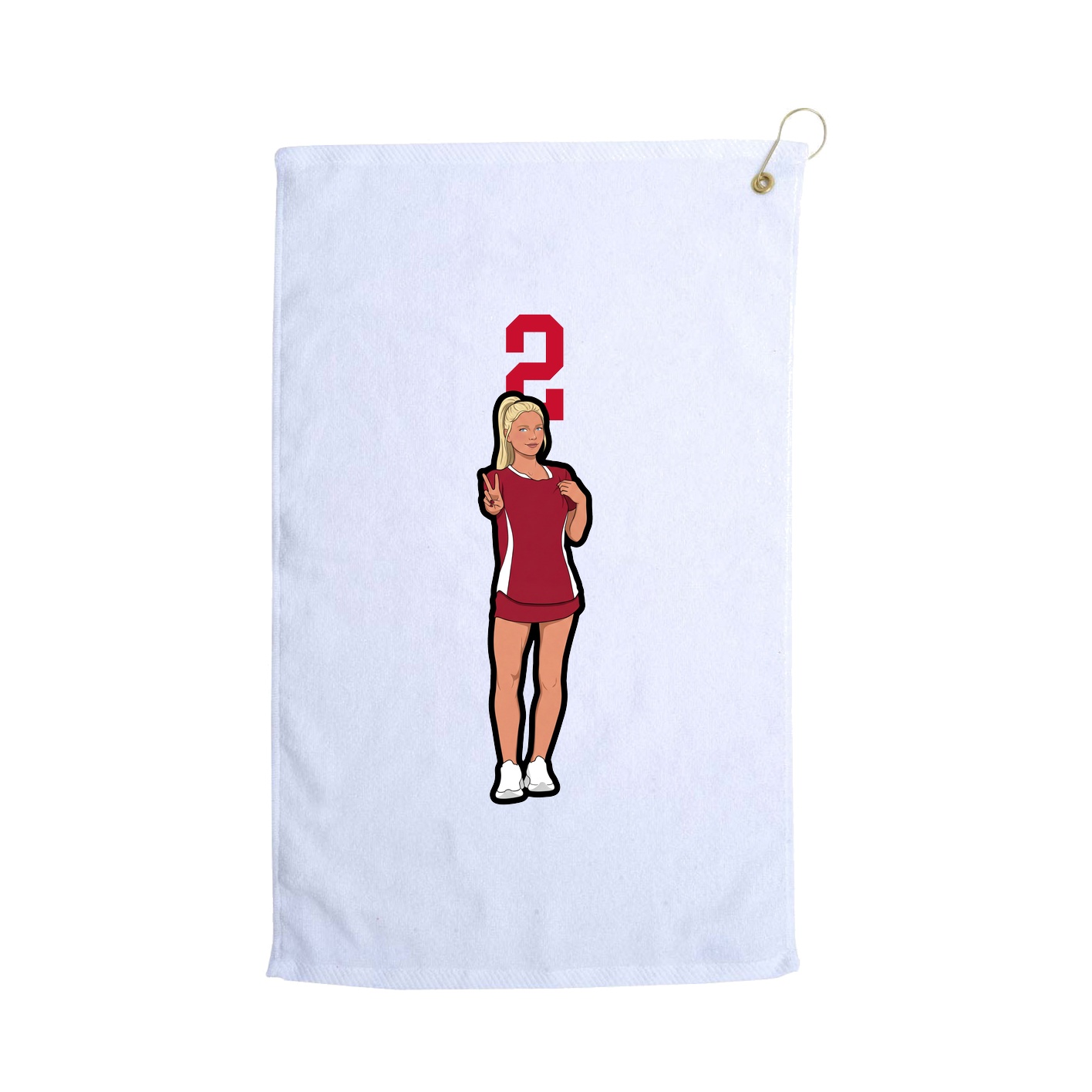 Golf Towel — Number Top in White