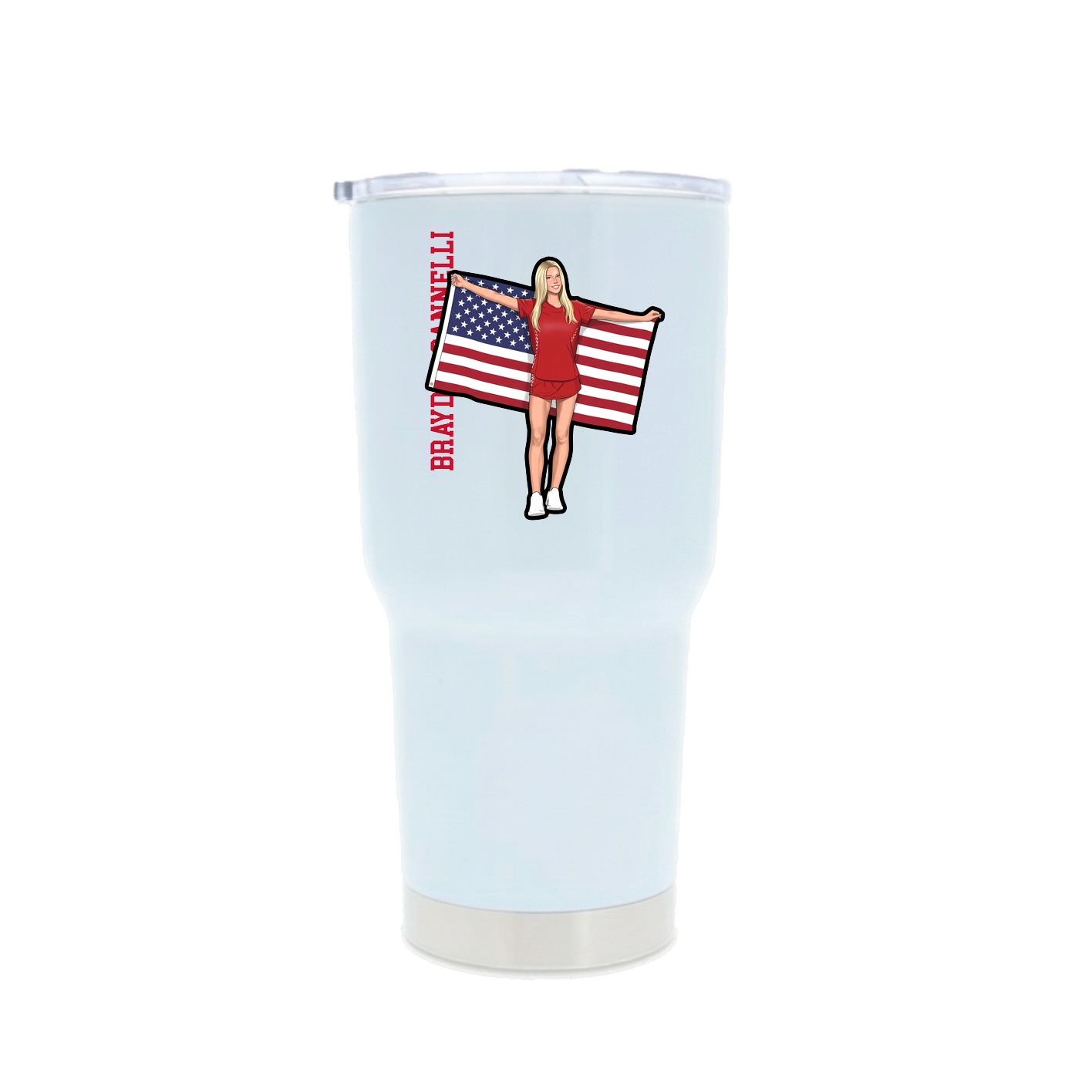 30oz Stainless Steel Tumbler — Name Vertical in White