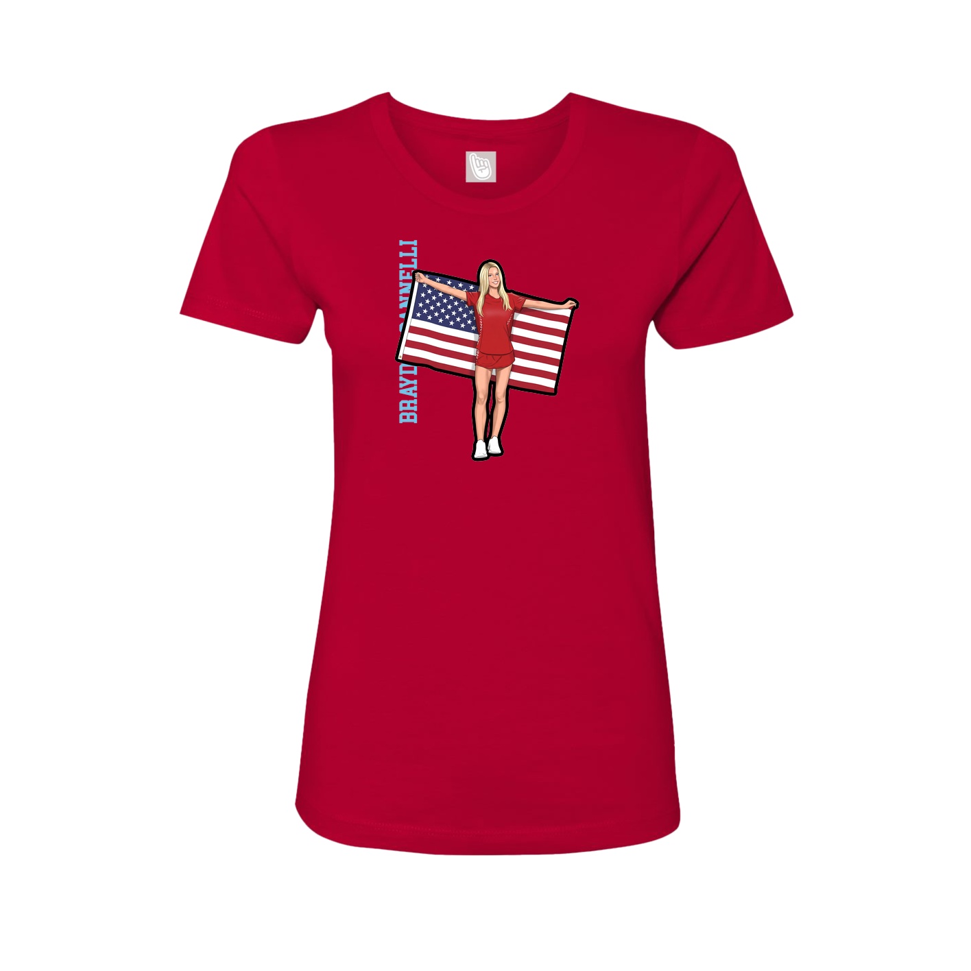Fitted Women's Tee — Name Vertical in Red