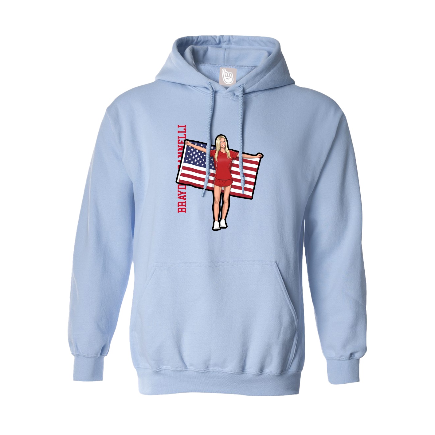 Hoodie — Name Vertical in Light Blue