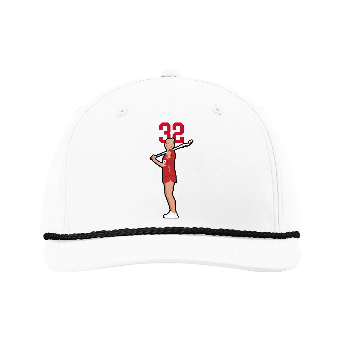 Five-Panel Classic Rope Cap — Number Top in White