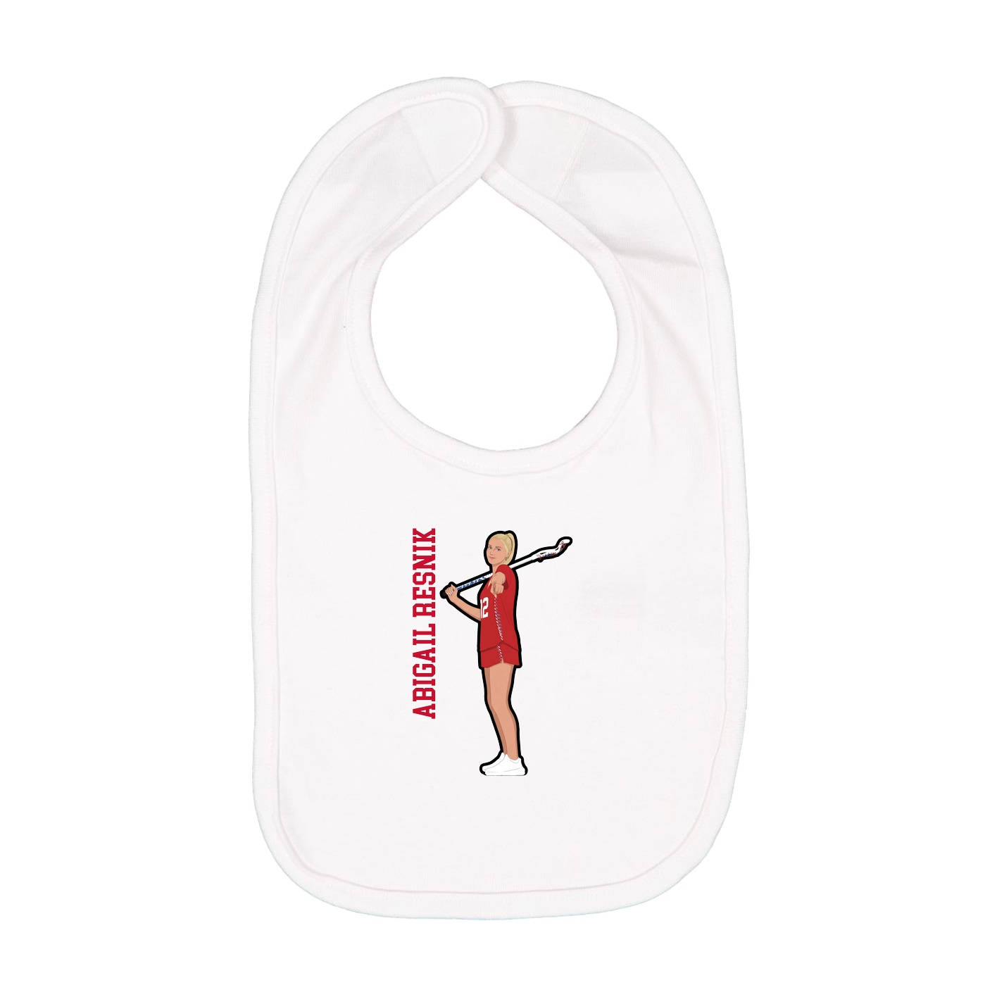 Infant Bib — Name Vertical in White
