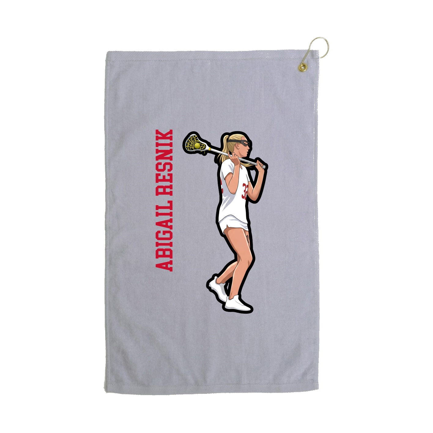 Golf Towel — Name Vertical in Grey