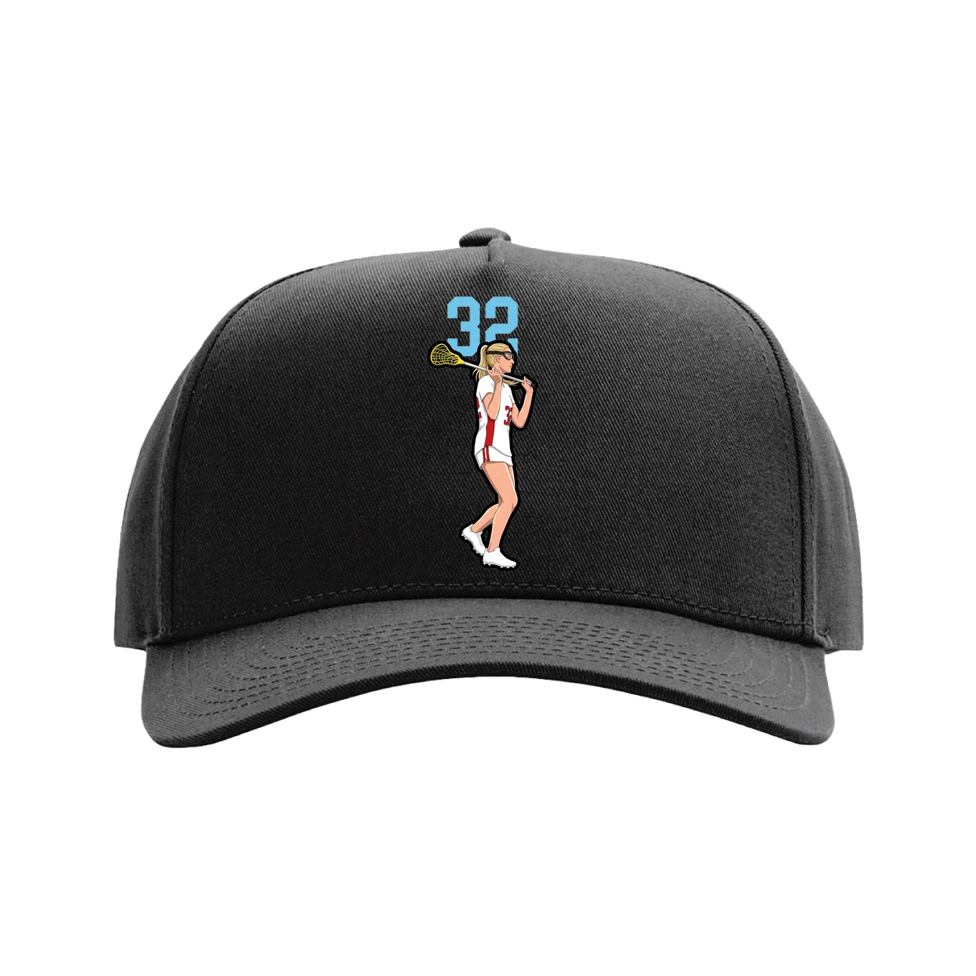 Full Fabric Five-Panel Champ Cap — Number Top in Black
