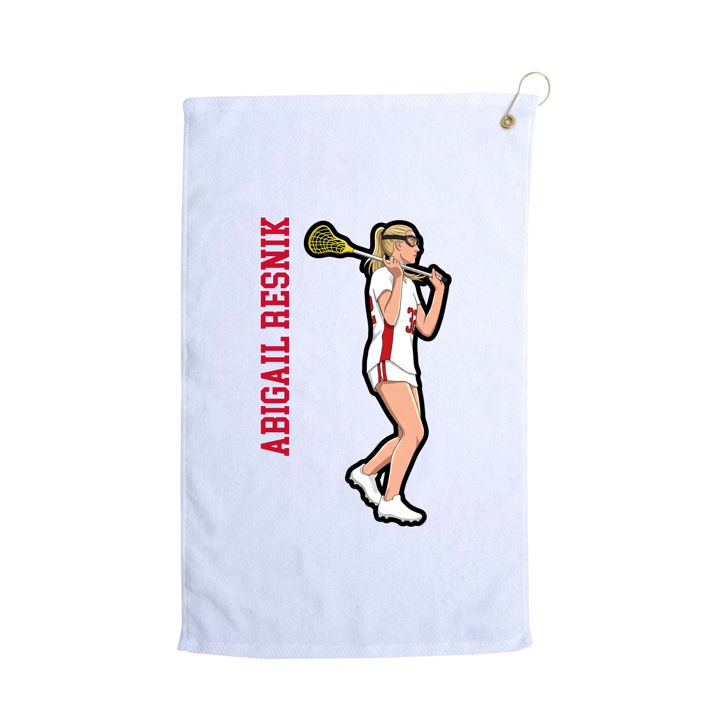 Golf Towel — Name Vertical in White