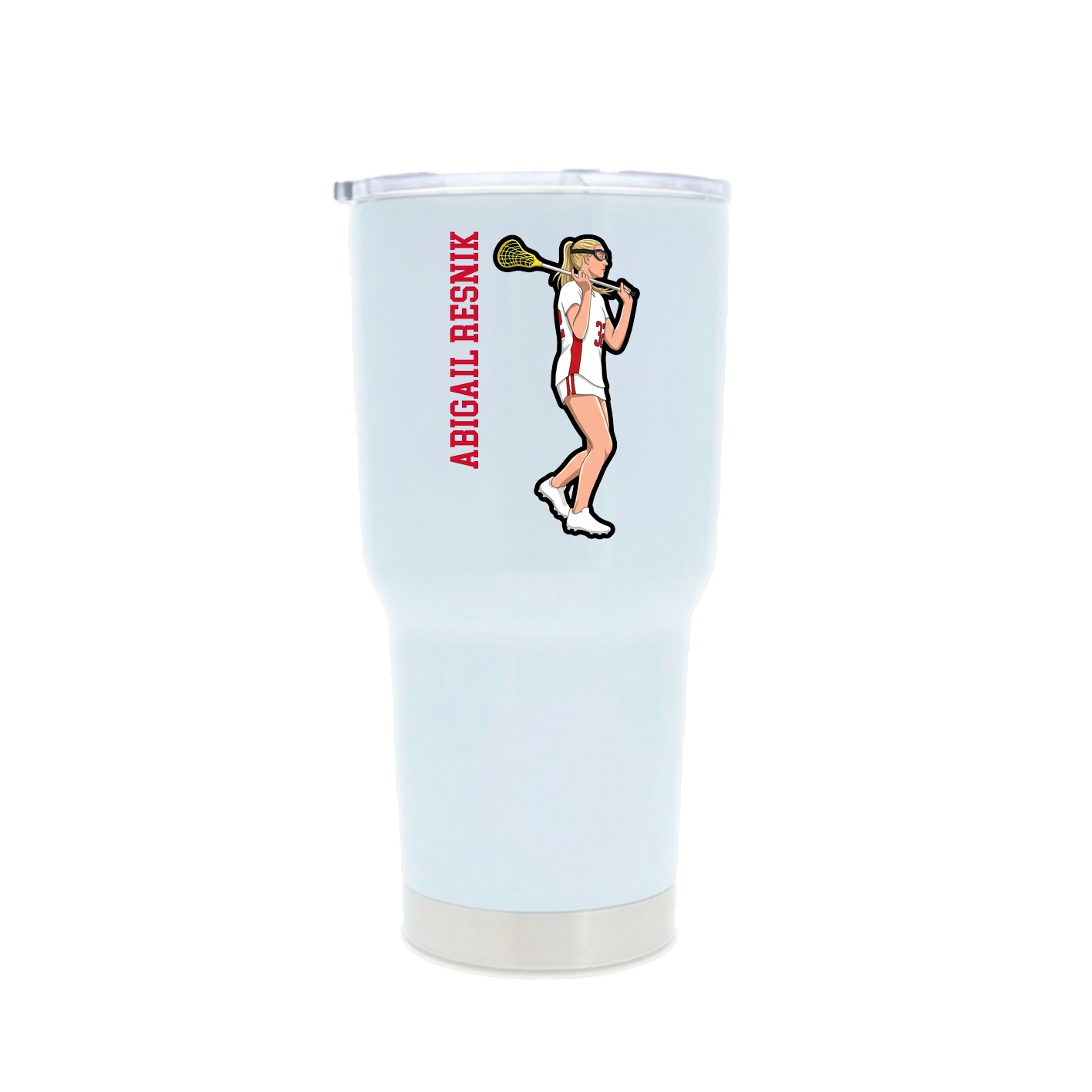 30oz Stainless Steel Tumbler — Name Vertical in White