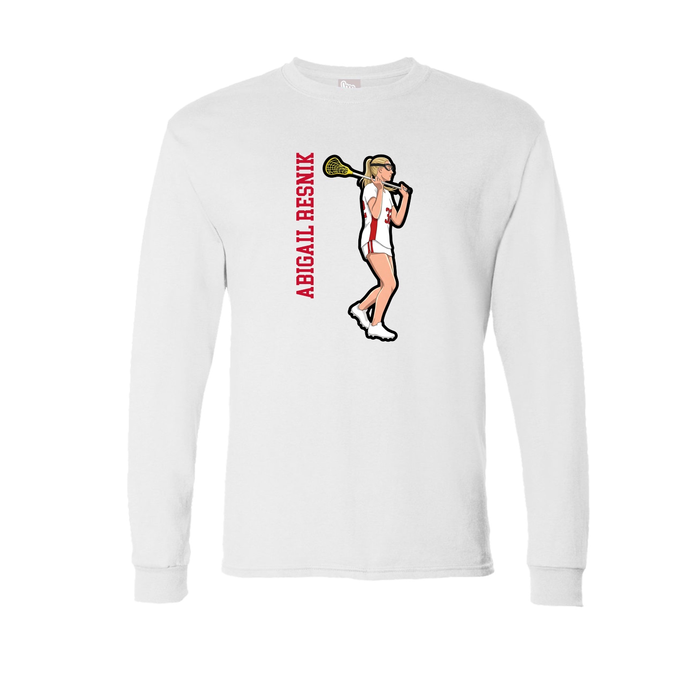 Long Sleeve Tee — Name Vertical in White