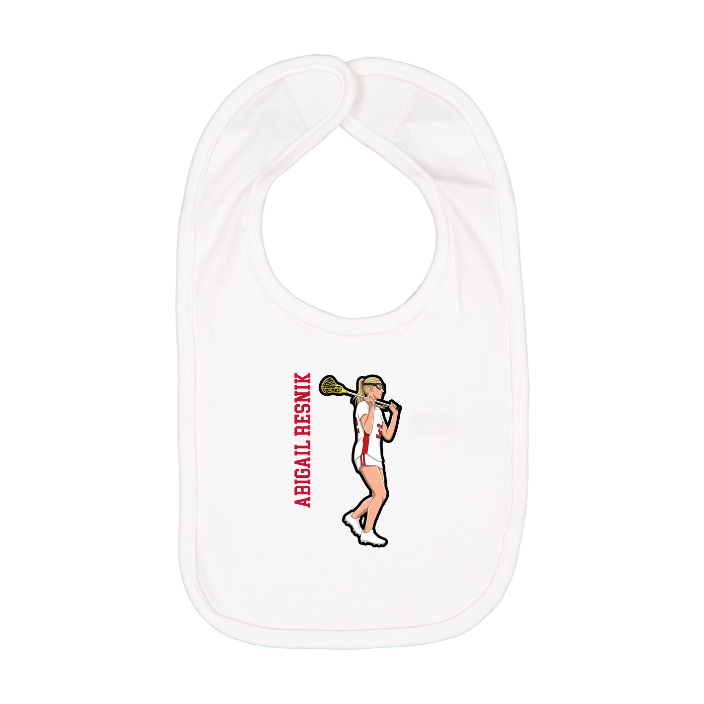 Infant Bib — Name Vertical in White