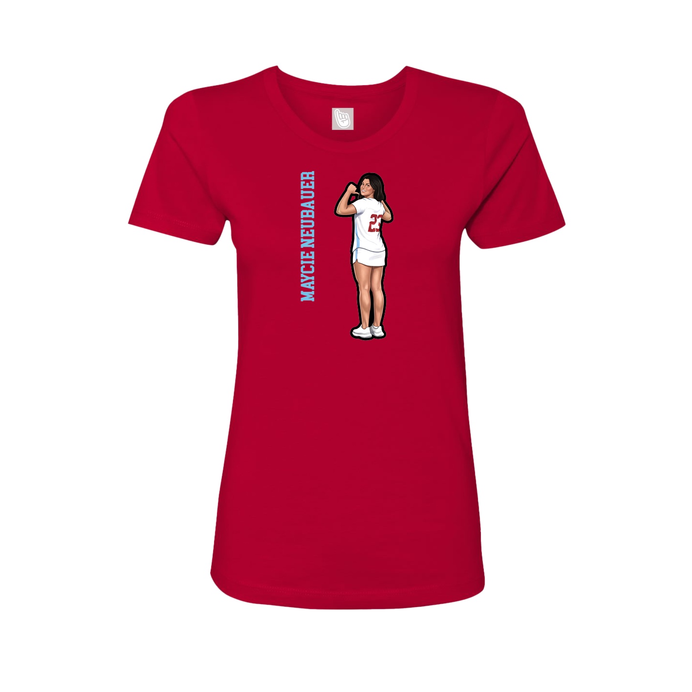 Fitted Women's Tee — Name Vertical in Red