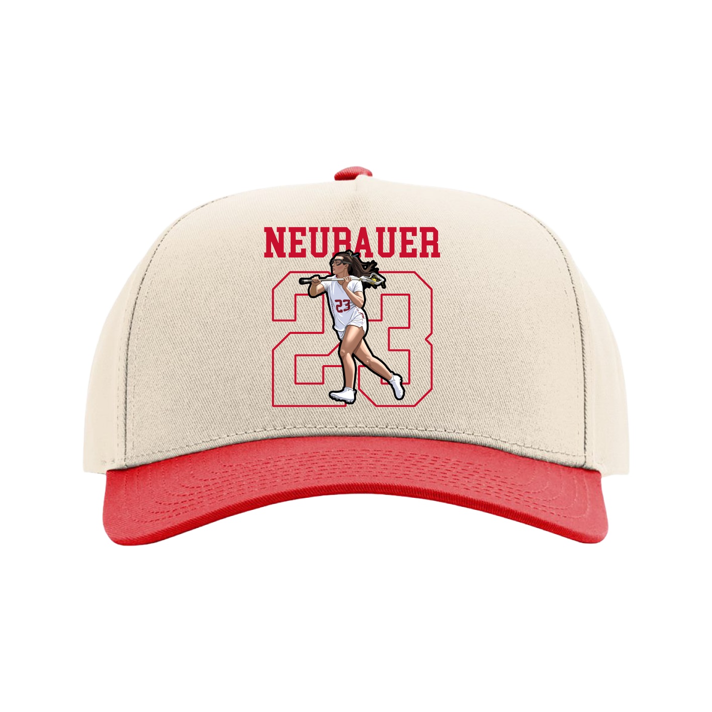 Full Fabric Five-Panel Champ Cap — Shirsey in Cream/Red