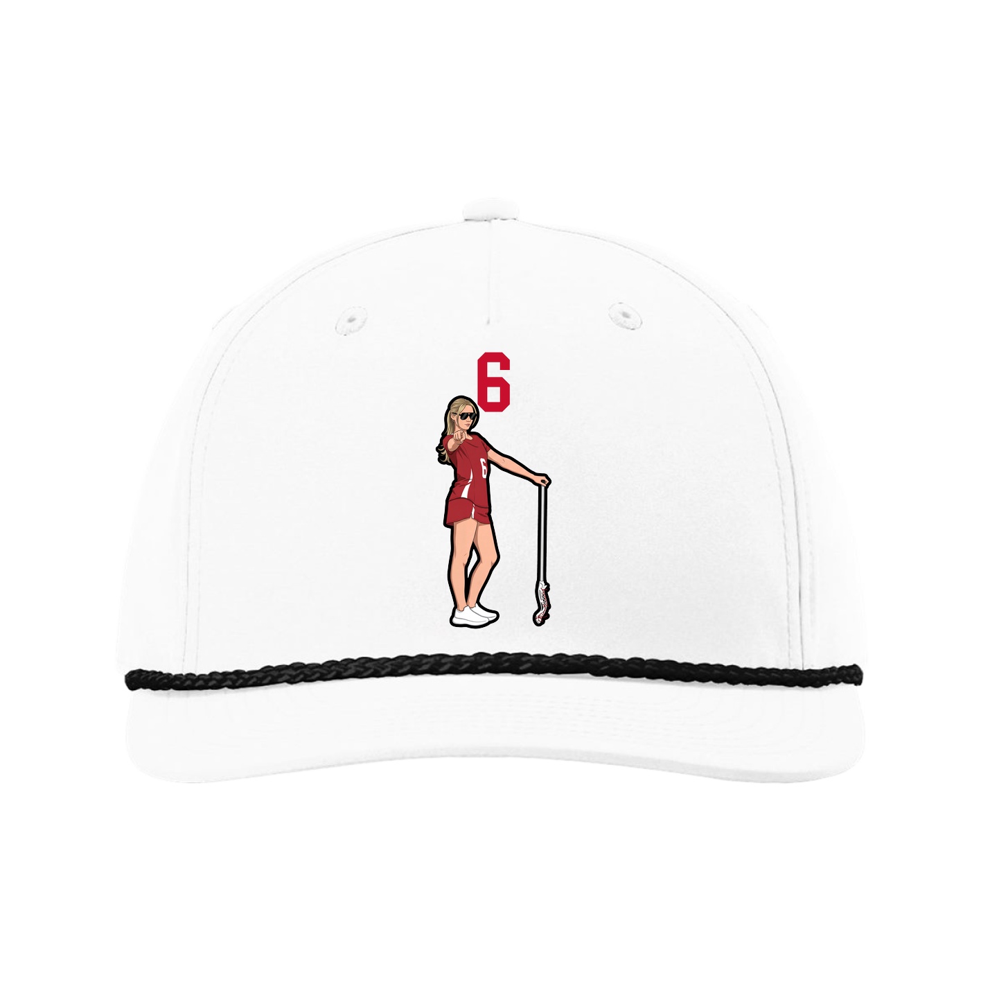Five-Panel Classic Rope Cap — Number Top in White