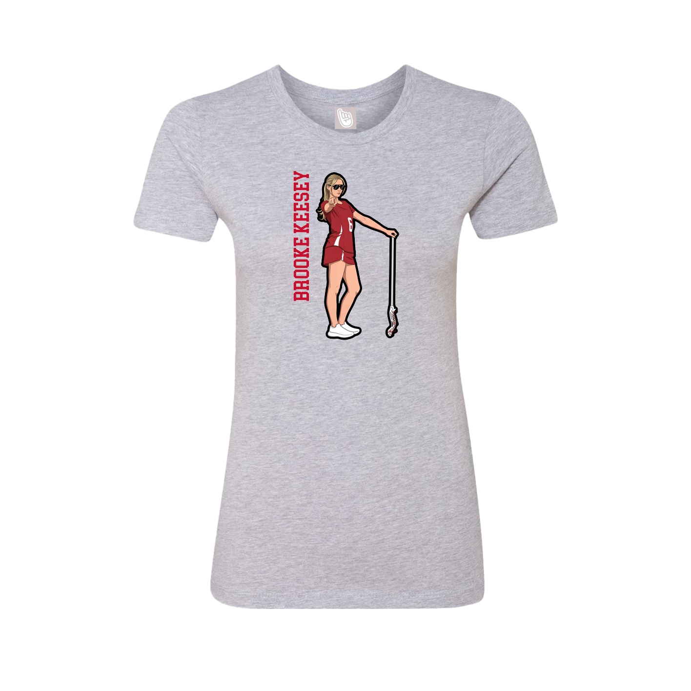 Fitted Women's Tee — Name Vertical in Grey
