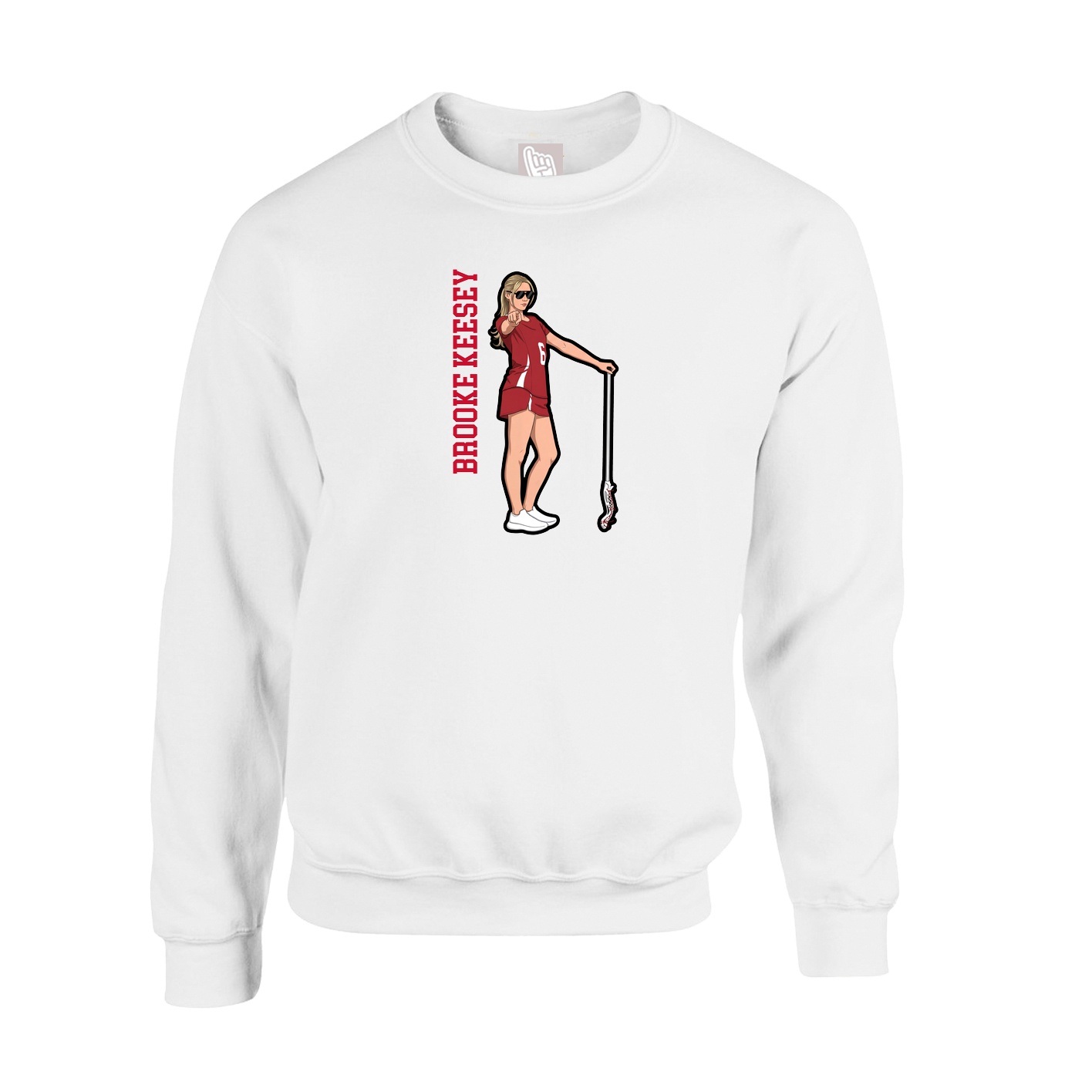 Fleece Crew — Name Vertical in White