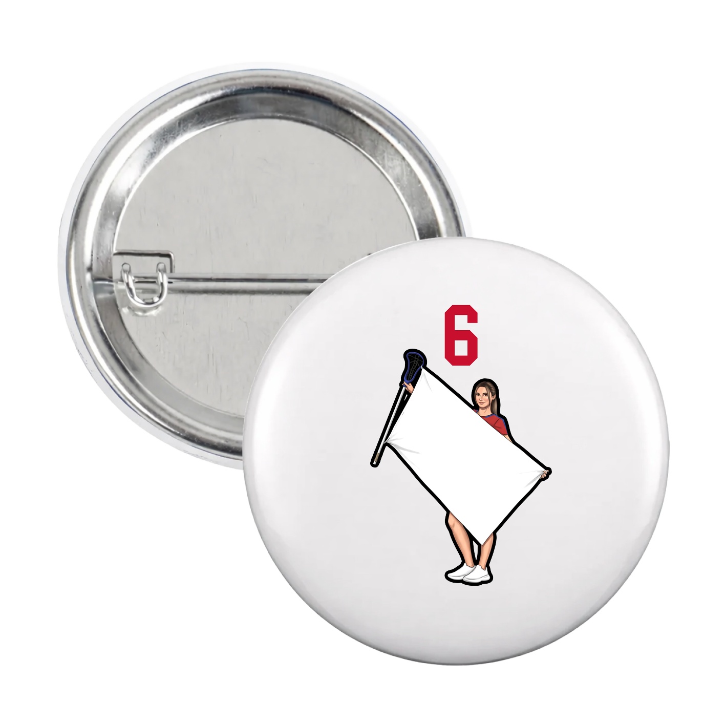 Game Day Button — Number Top in White