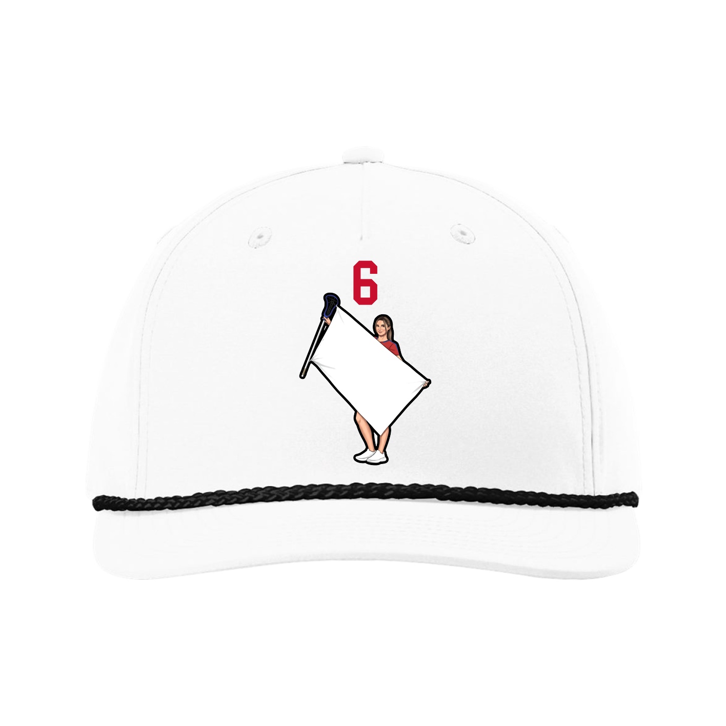 Five-Panel Classic Rope Cap — Number Top in White
