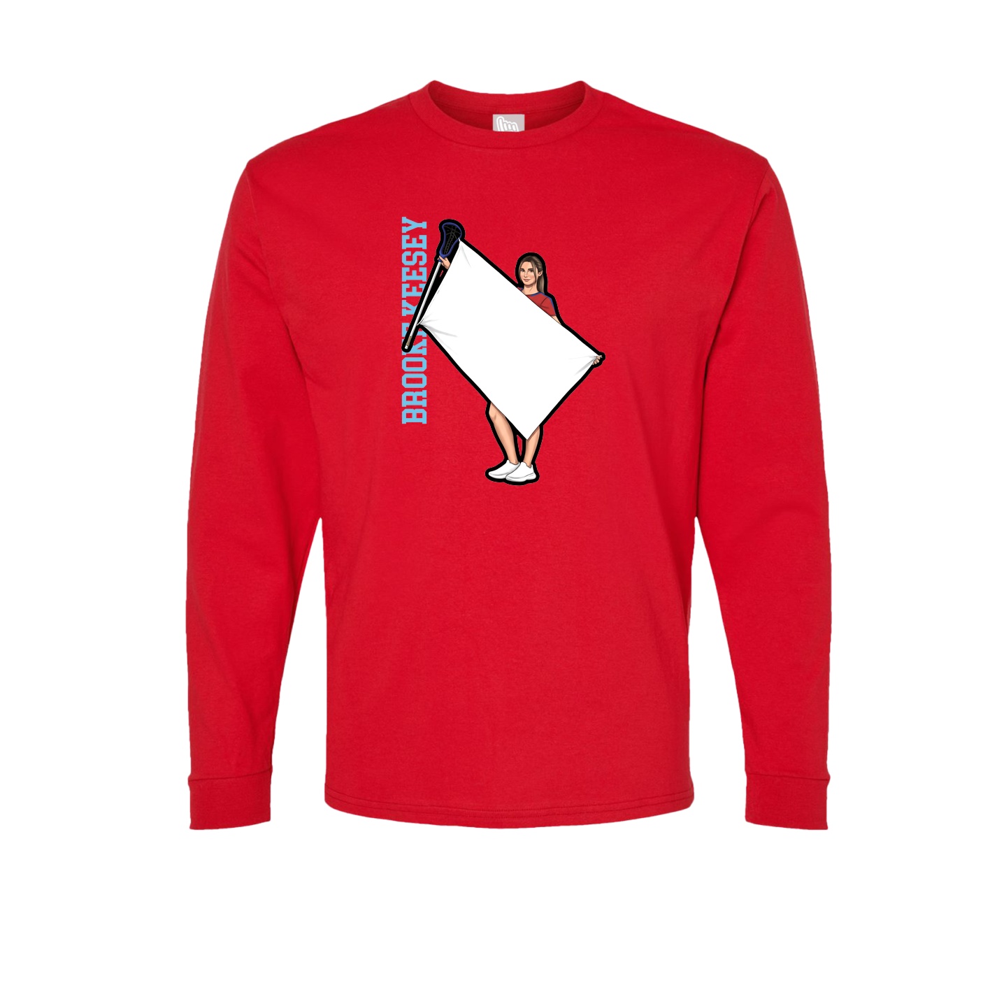 Long Sleeve Tee — Name Vertical in Red