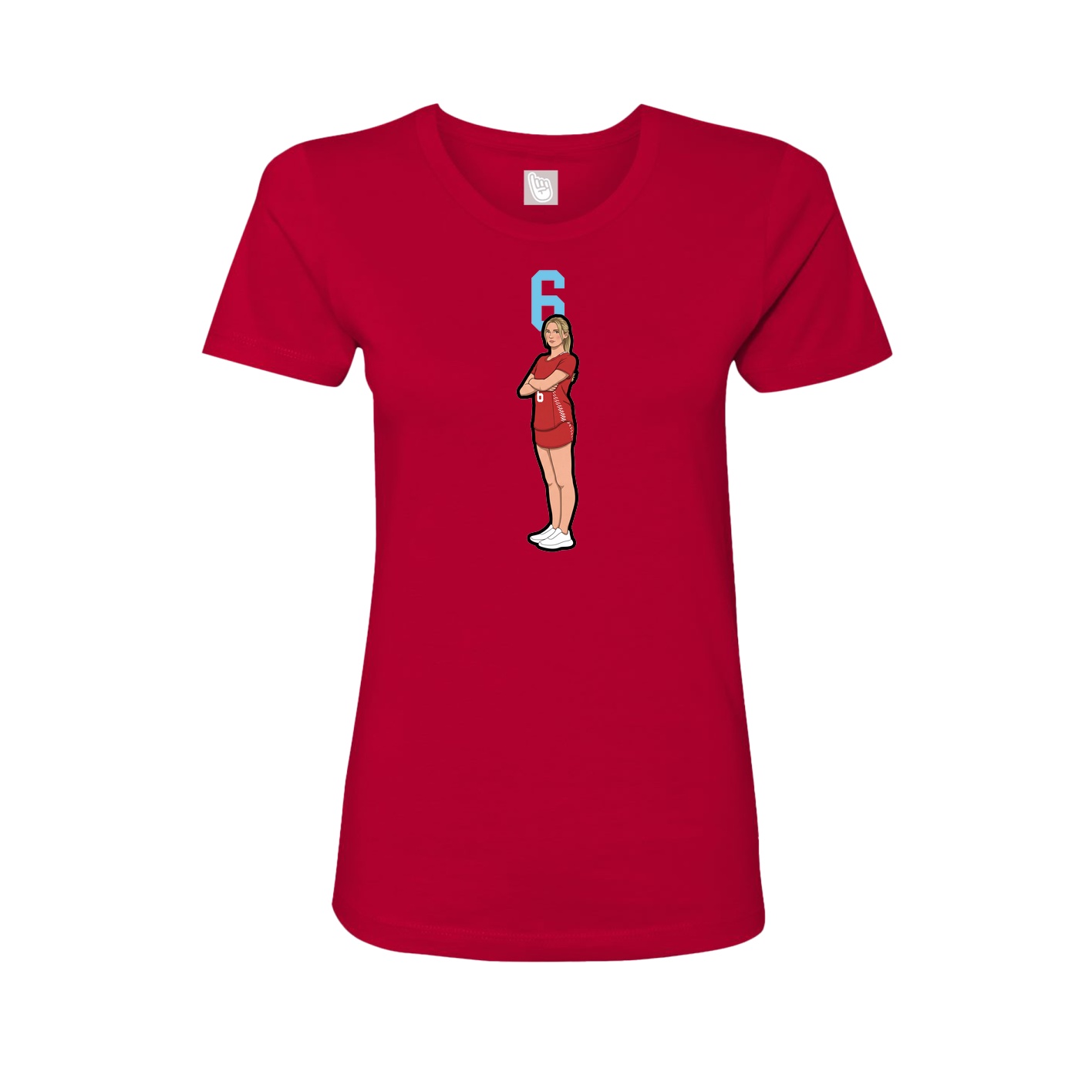 Fitted Women's Tee — Number Top in Red