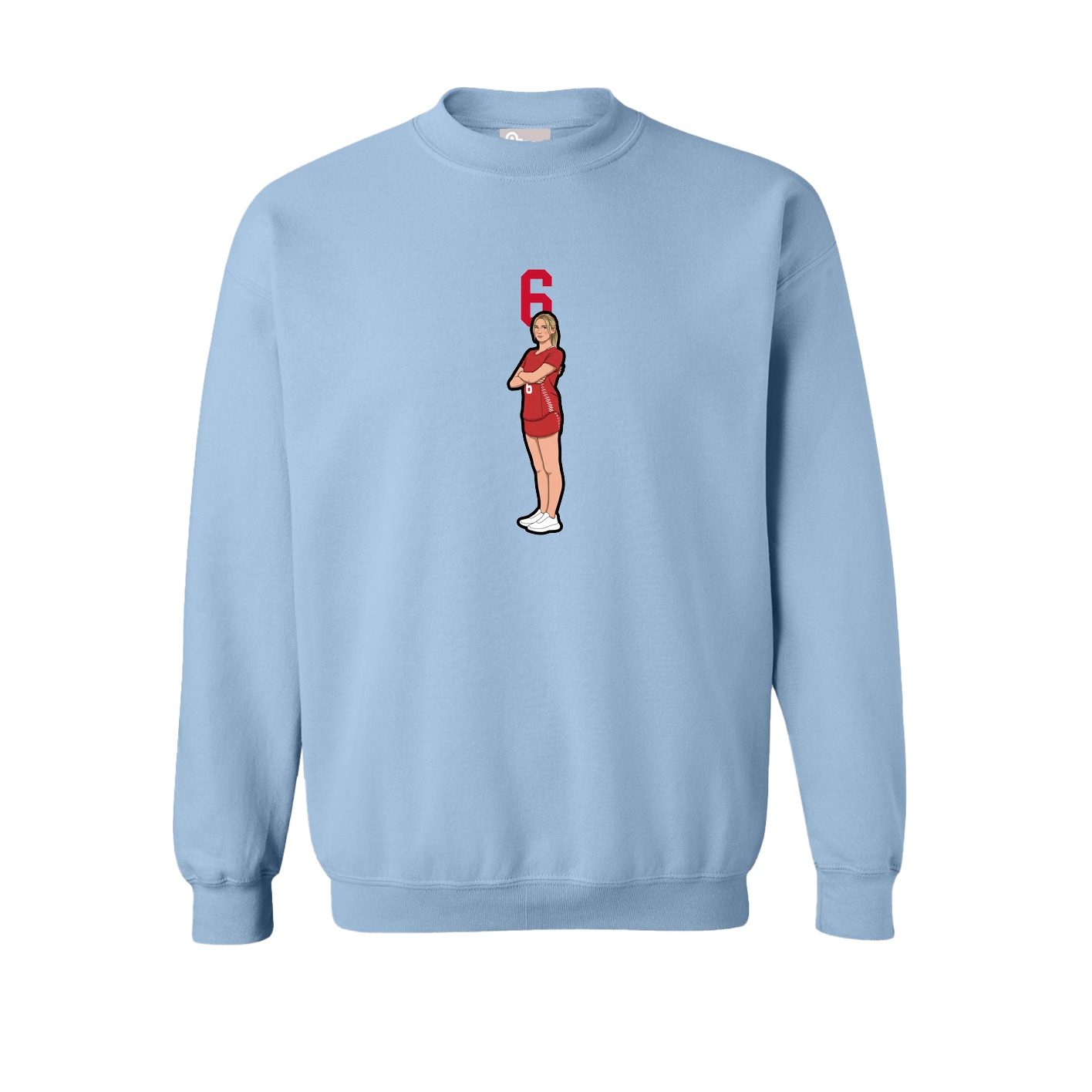 Fleece Crew — Number Top in Light Blue