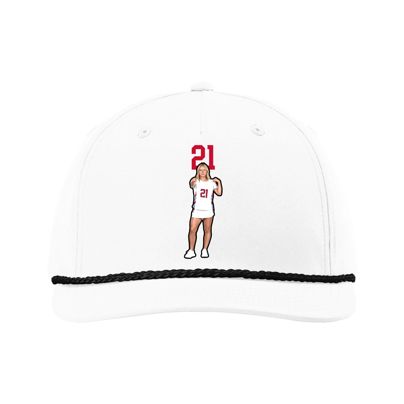 Five-Panel Classic Rope Cap — Number Top in White