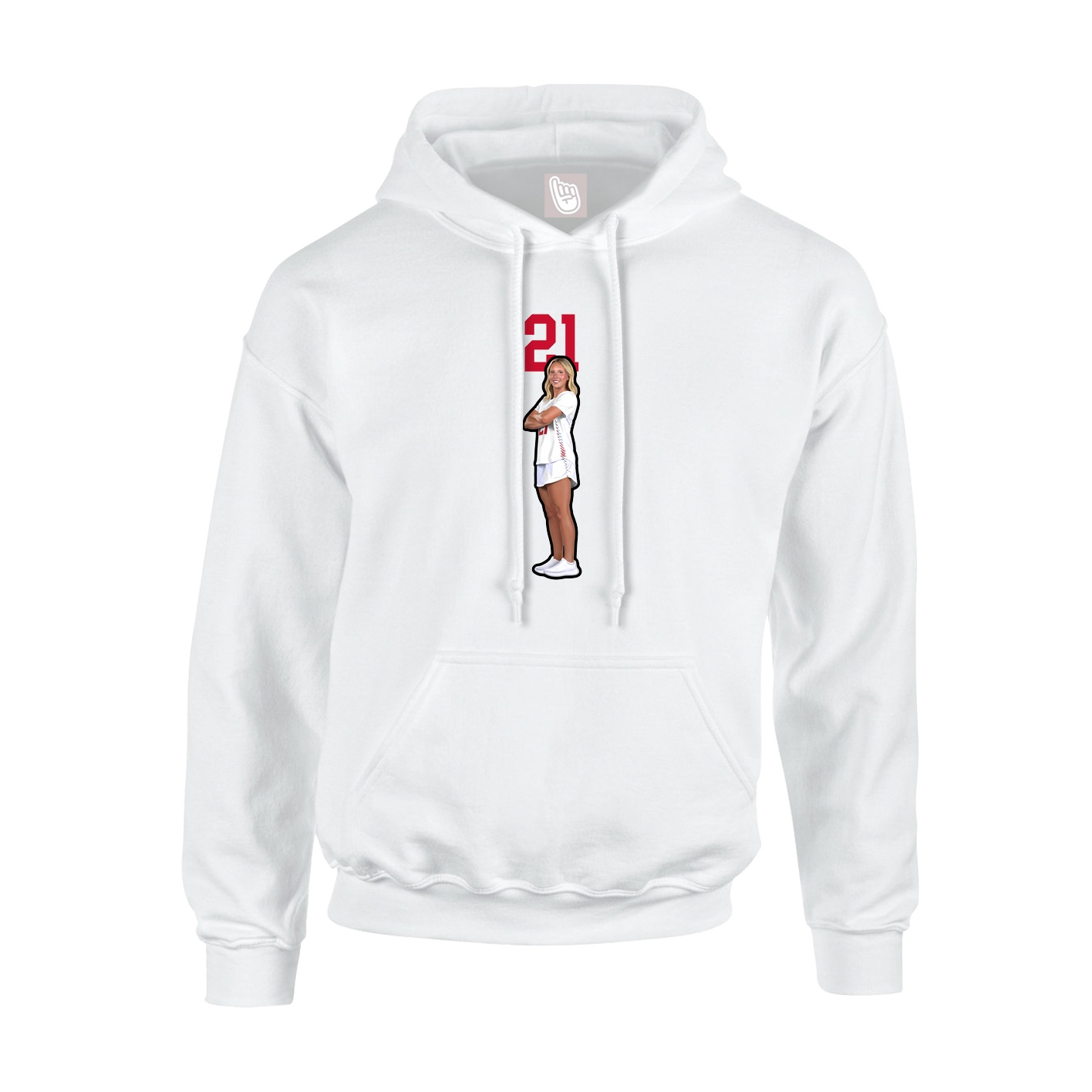 Youth Hoodie — Number Top in White