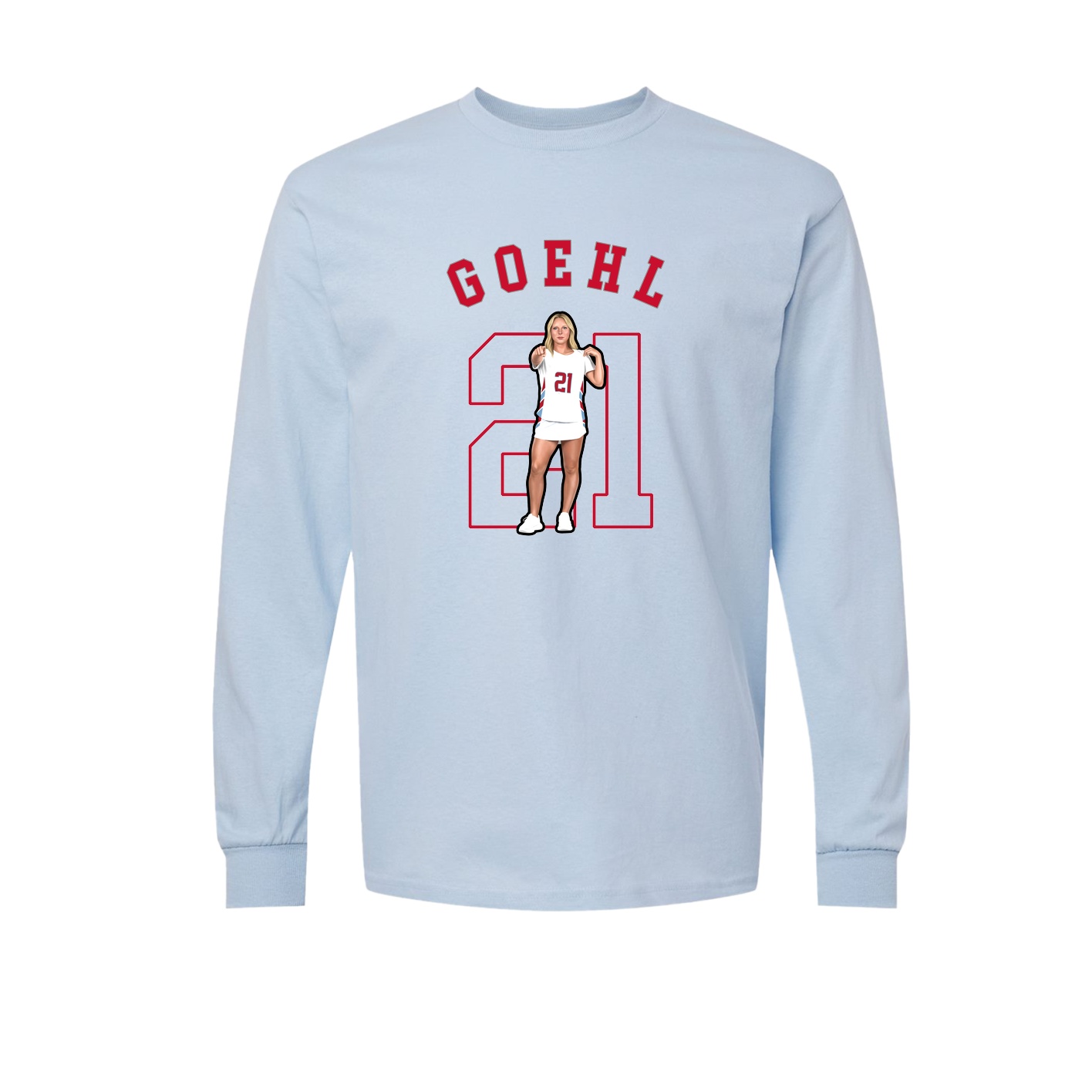 Long Sleeve Tee — Shirsey Arch in Light Blue