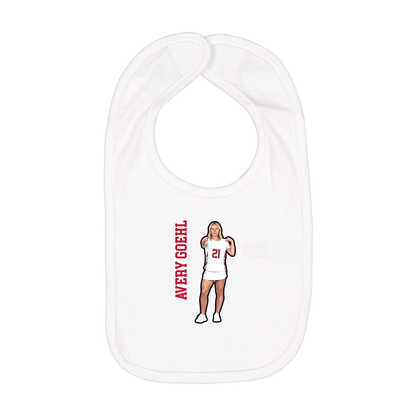 Infant Bib — Name Vertical in White