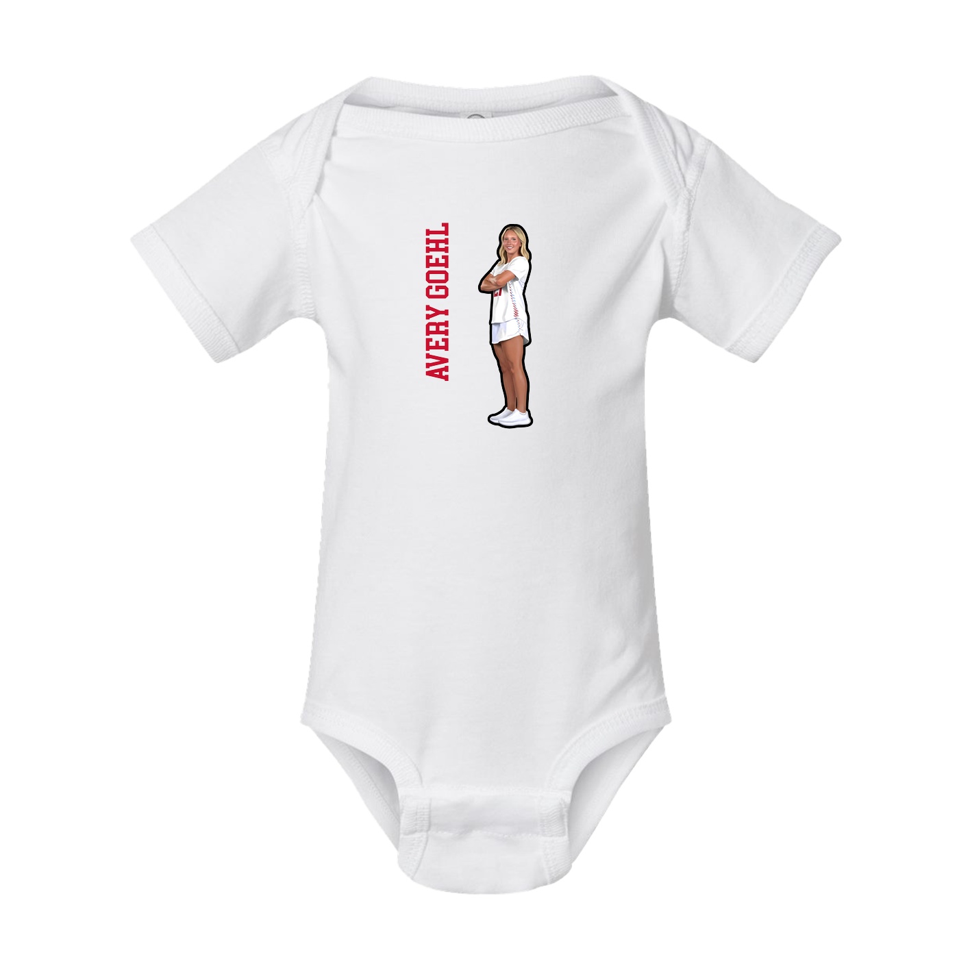 Baby Onesie — Name Vertical in White