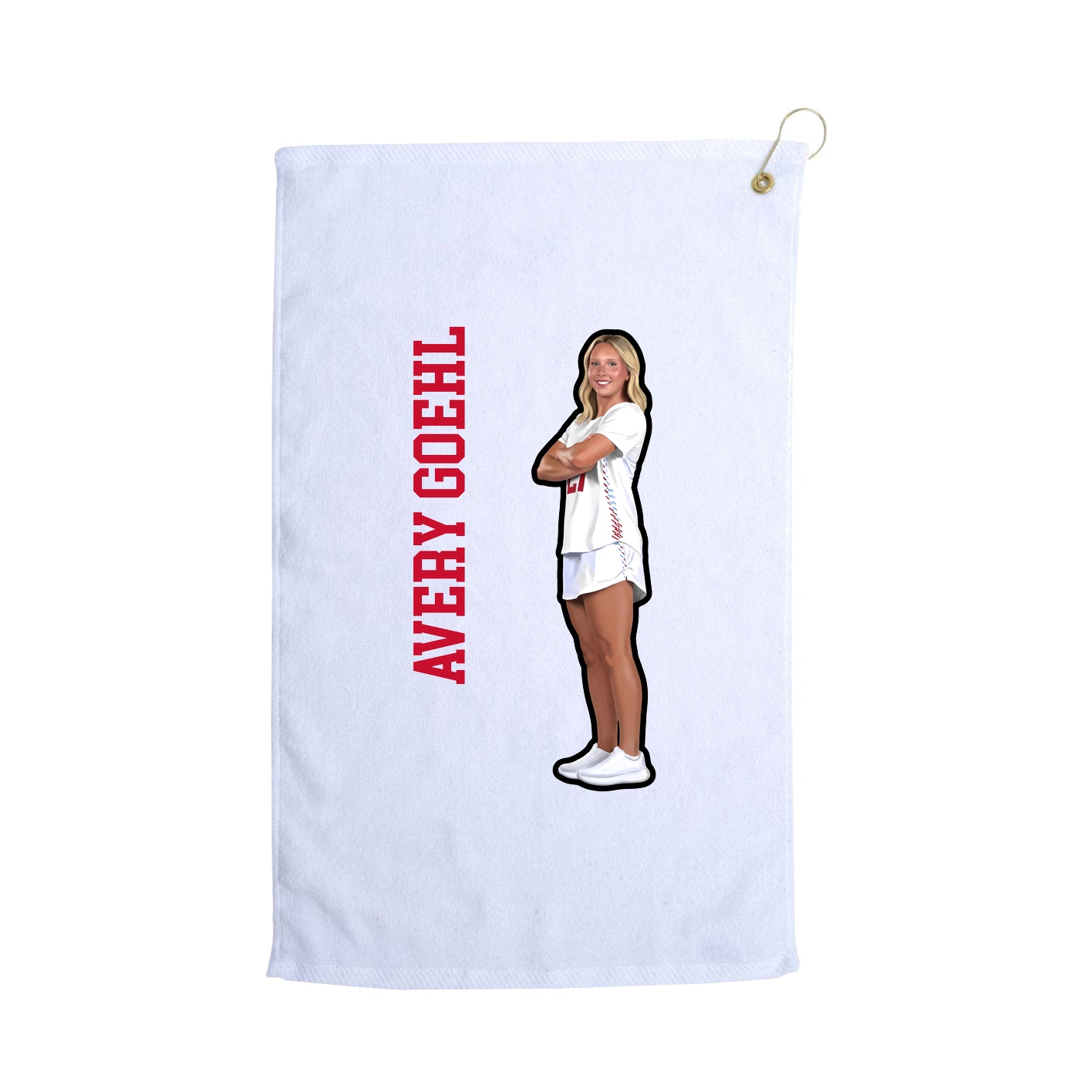 Golf Towel — Name Vertical in White